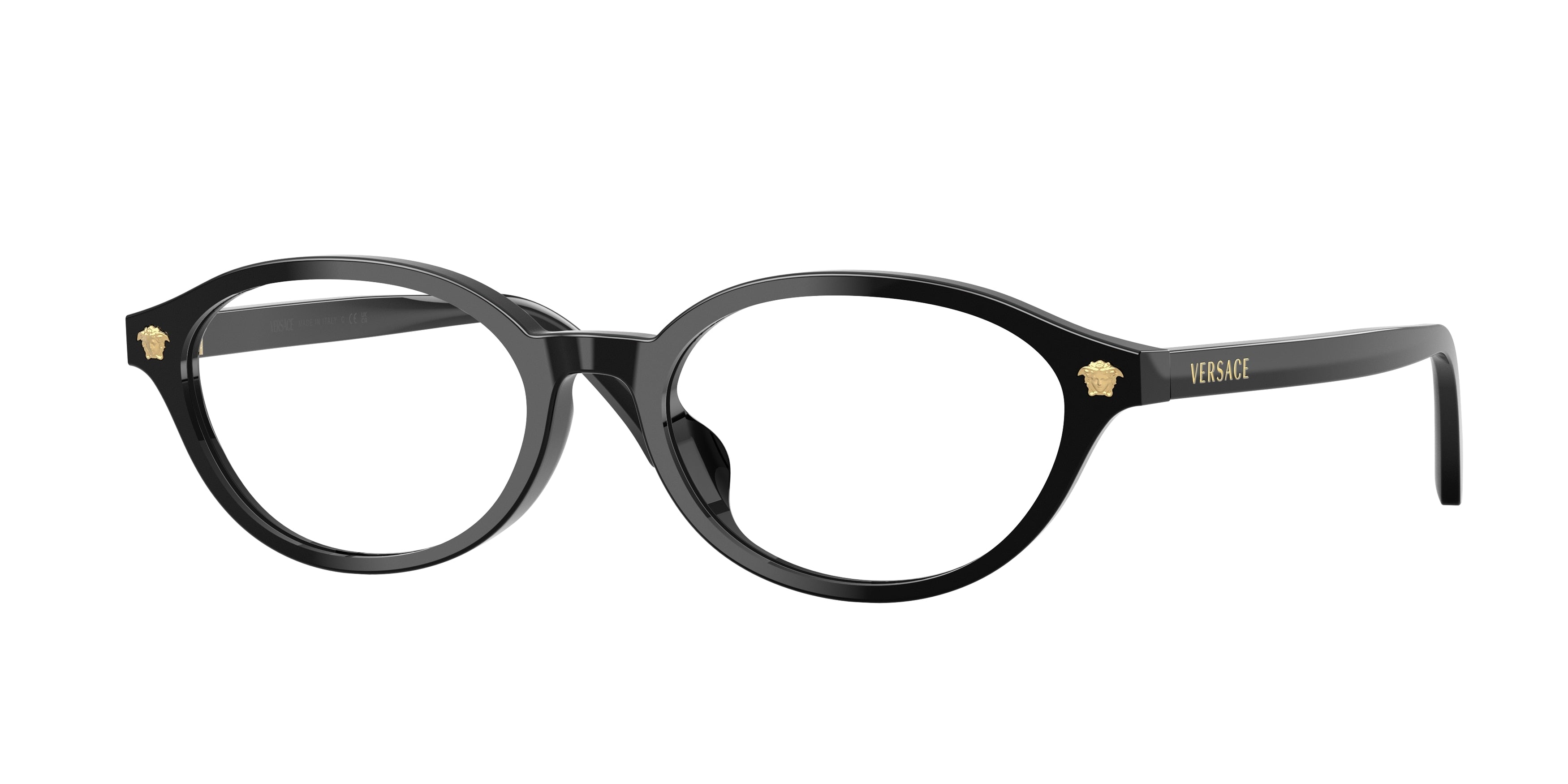 Versace VE3393D Oval Eyeglasses  GB1-Black 53-140-17 - Color Map Black