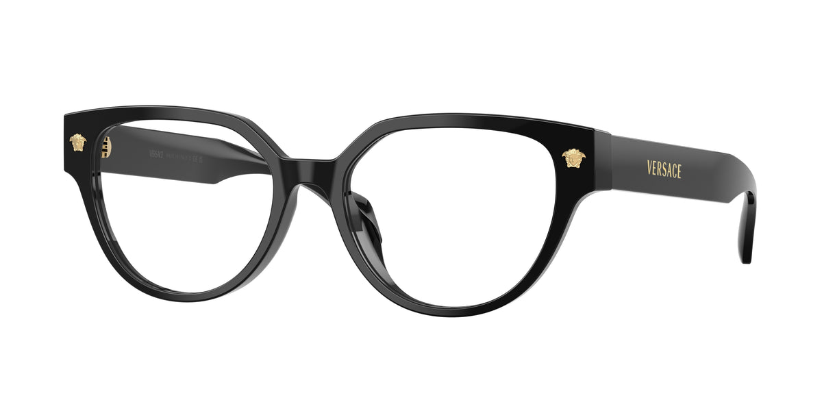 Versace VE3394D Cat Eye Eyeglasses  GB1-Black 53-140-17 - Color Map Black