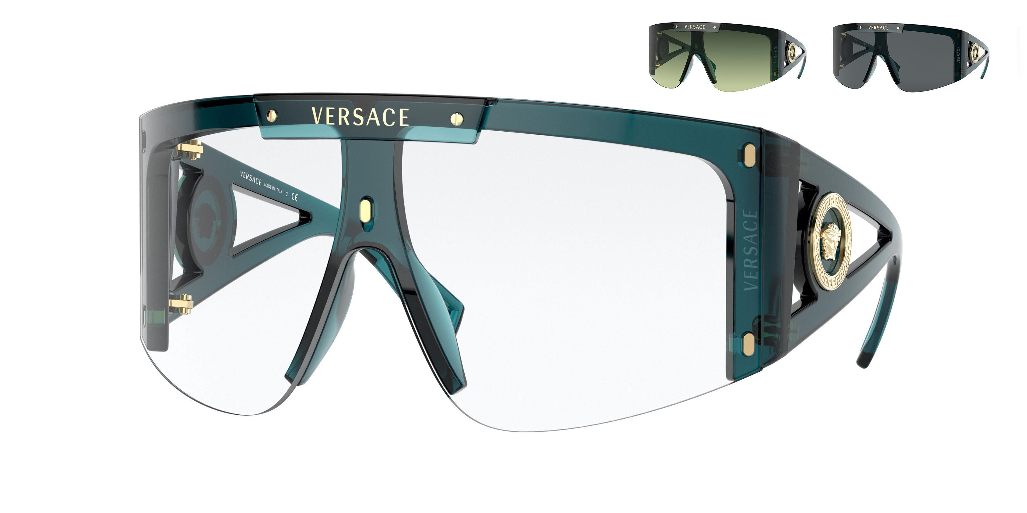 Versace VE4393 Irregular Sunglasses  53351W-Transparent Petroleum 46-120-148 - Color Map Green