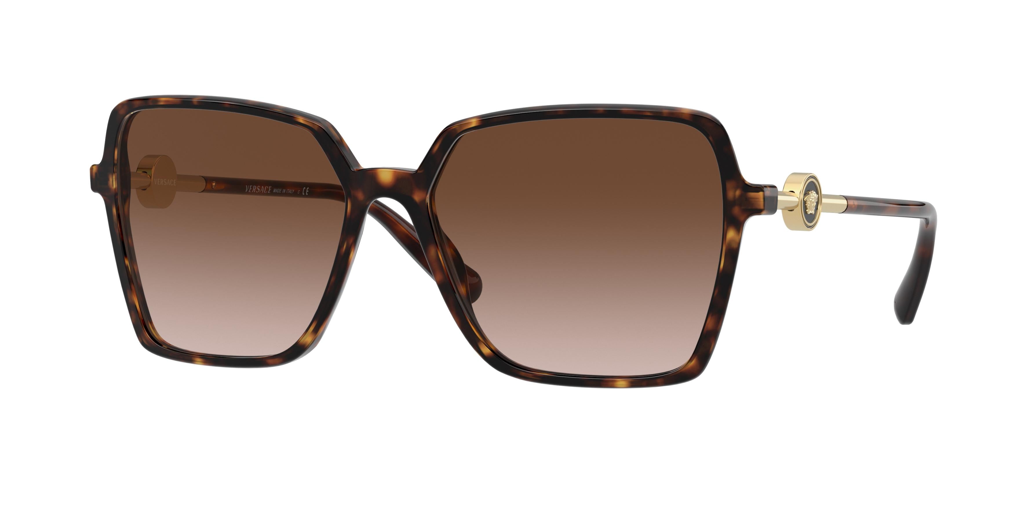 Versace VE4396F Square Sunglasses  108/13-Havana 58-140-16 - Color Map Tortoise