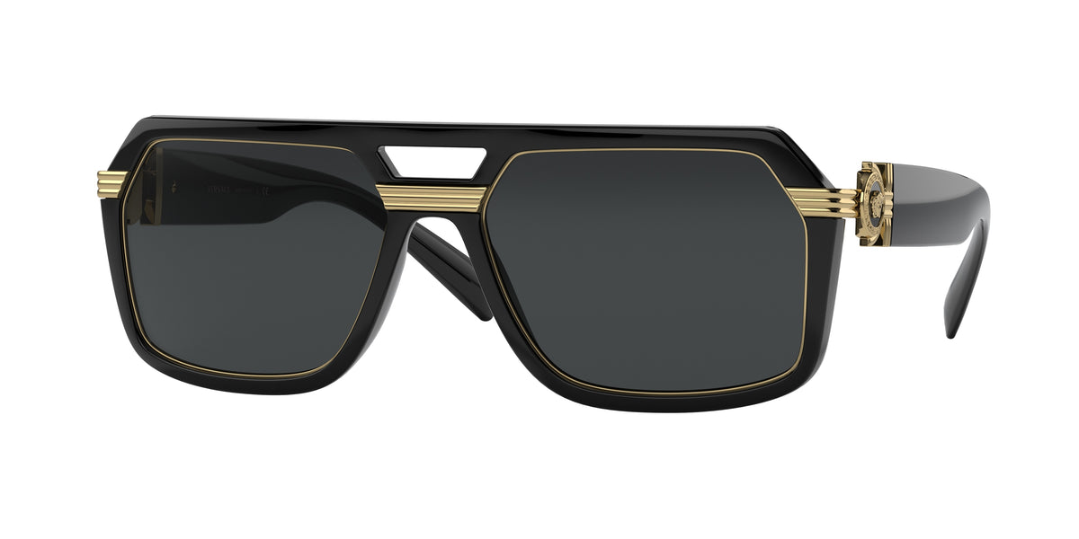 Versace VE4399 Rectangle Sunglasses  GB1/87-Black 58-145-18 - Color Map Black