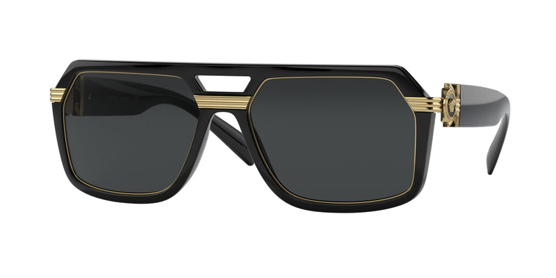Versace VE4399 Rectangle Sunglasses  GB1/87-Black 58-145-18 - Color Map Black