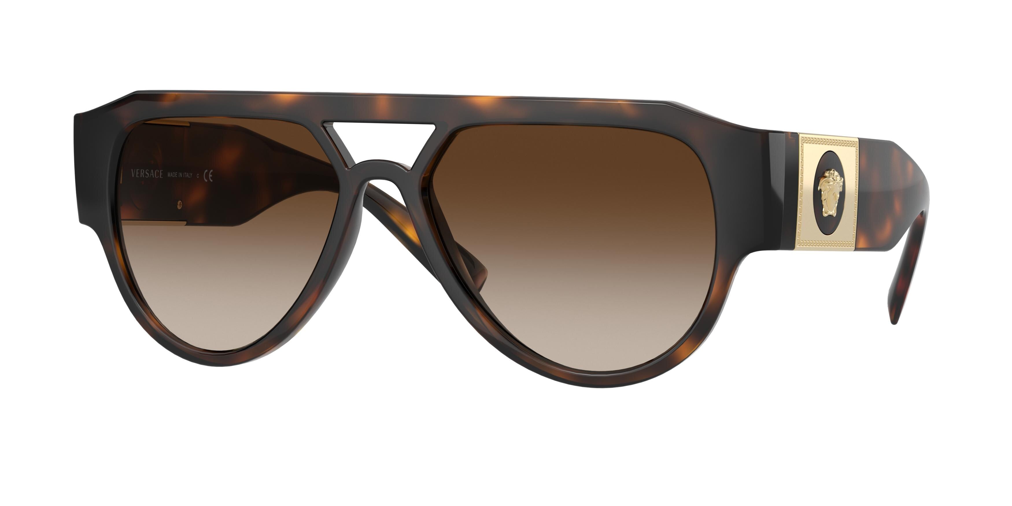 Versace VE4401 Pilot Sunglasses  108/13-Havana 57-140-17 - Color Map Tortoise