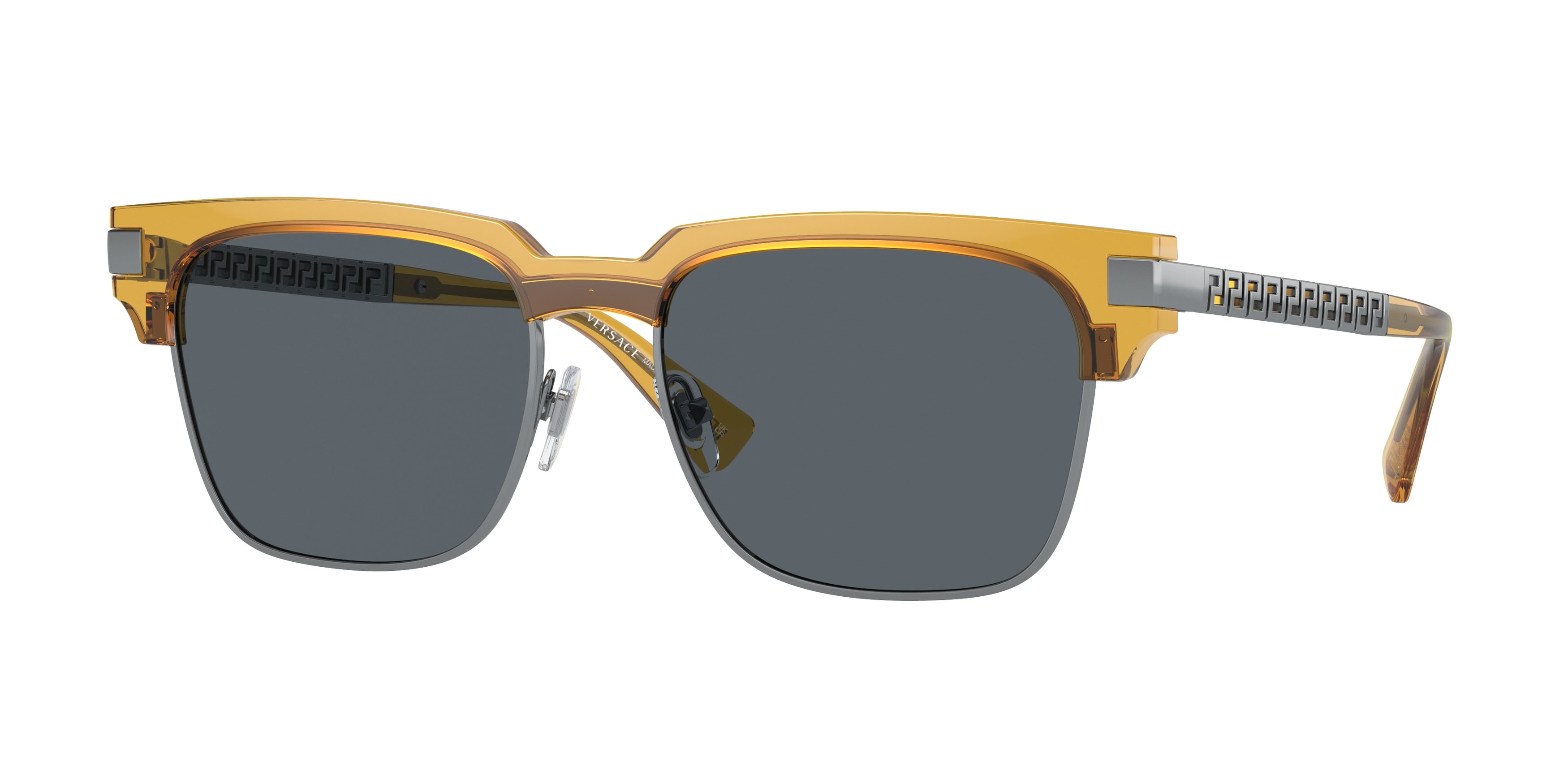 Versace VE4447 Rectangle Sunglasses  541280-Transparent Yellow 55-145-17 - Color Map Yellow