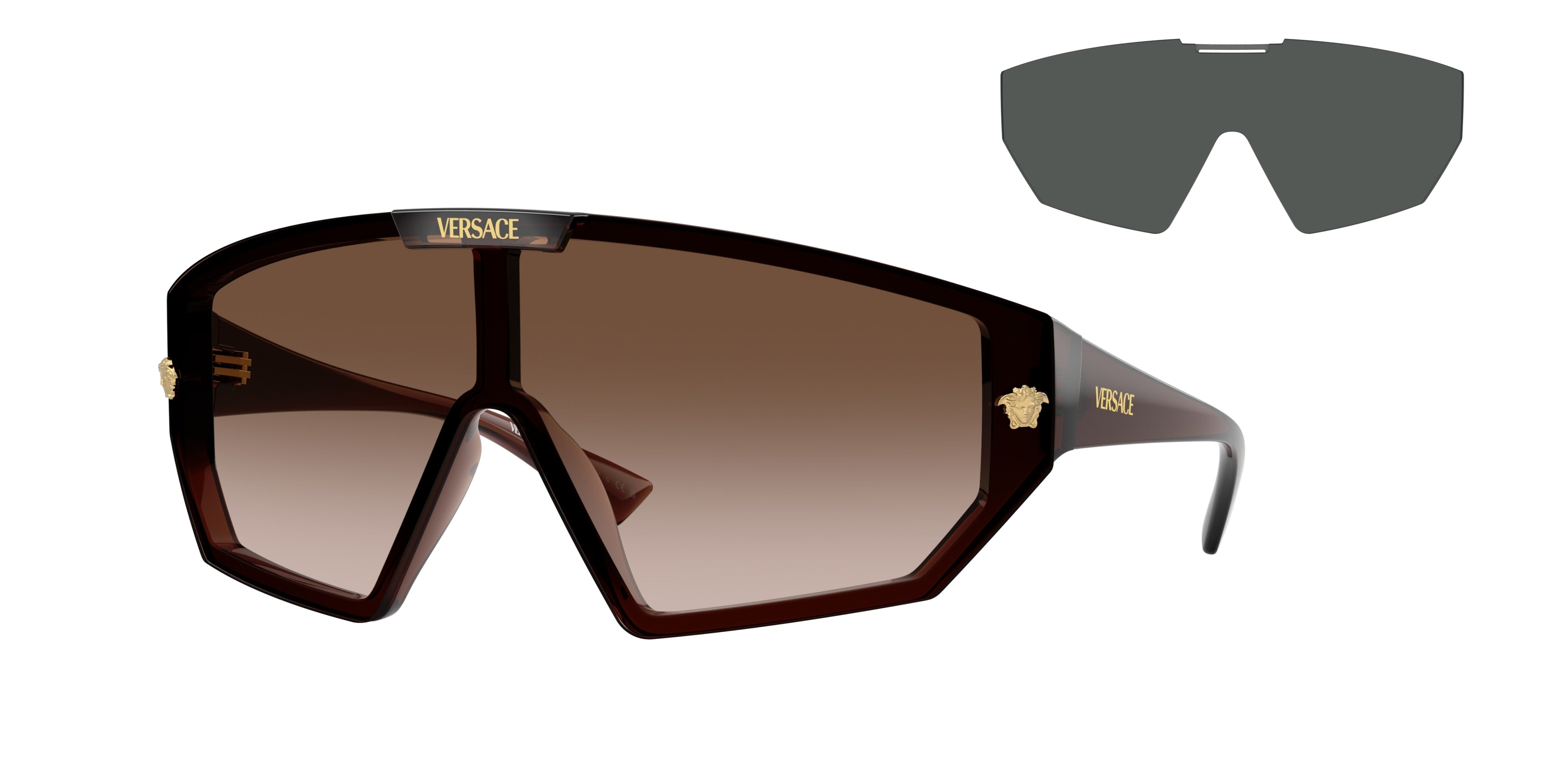 Versace VE4461 Irregular Sunglasses  533213-Transparent Brown 47-125-147 - Color Map Brown