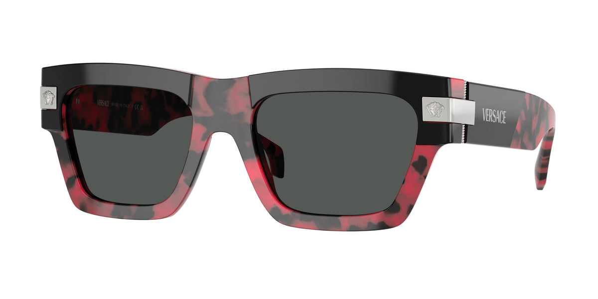 Versace VE4464 Rectangle Sunglasses  545787-Top Black/Red Havana 55-145-20 - Color Map Black