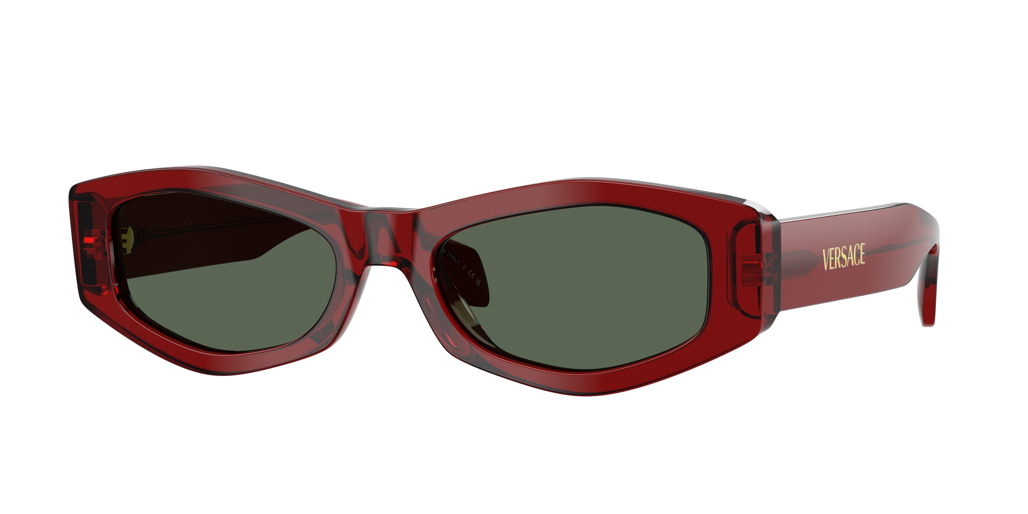 Versace VE4487F Irregular Sunglasses  551271-Dark Transparent Red 54-140-19 - Color Map Red