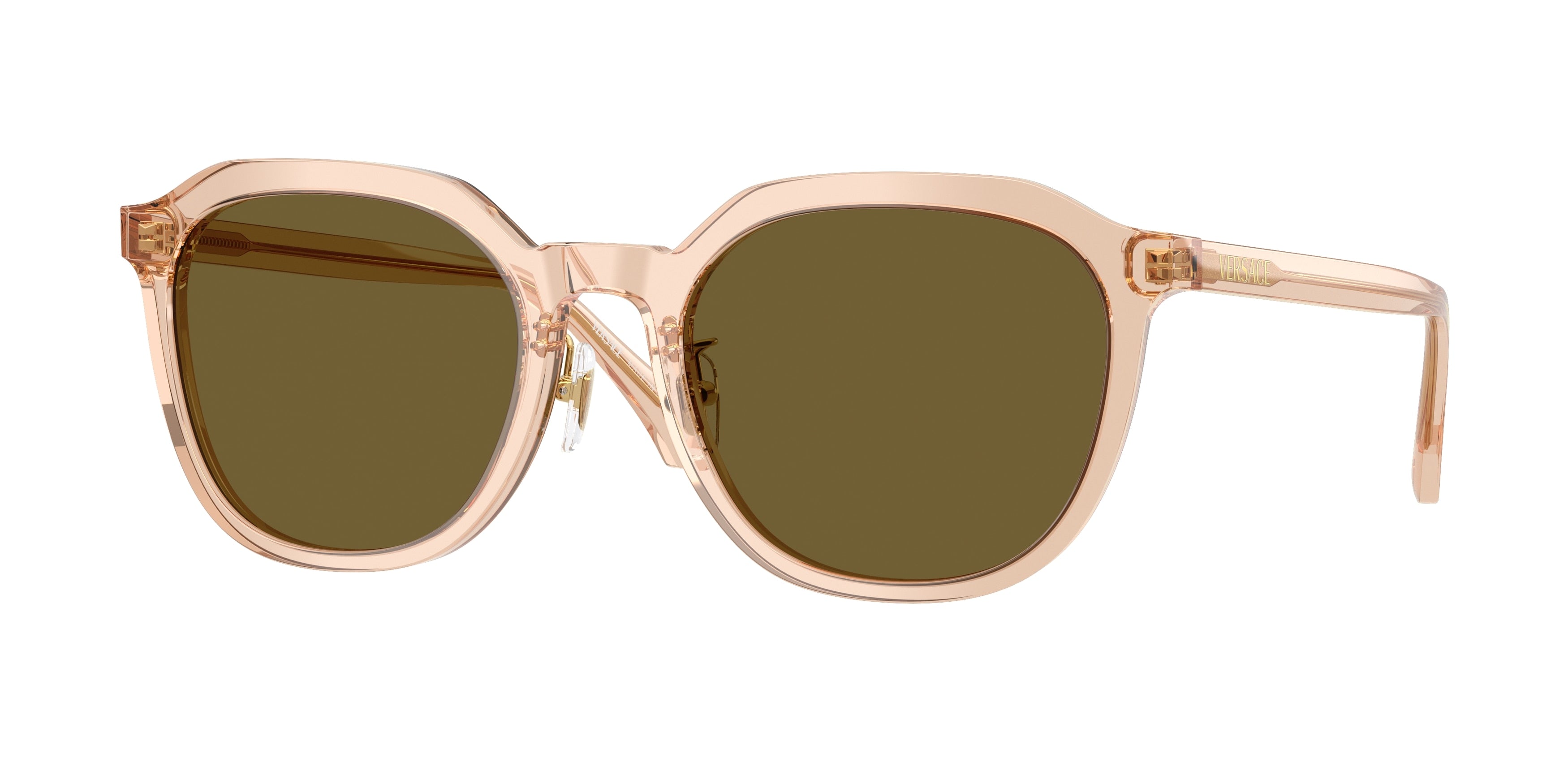 Versace VE4493D Phantos Sunglasses  551883-Transparent Light Brown 55-140-21 - Color Map Brown