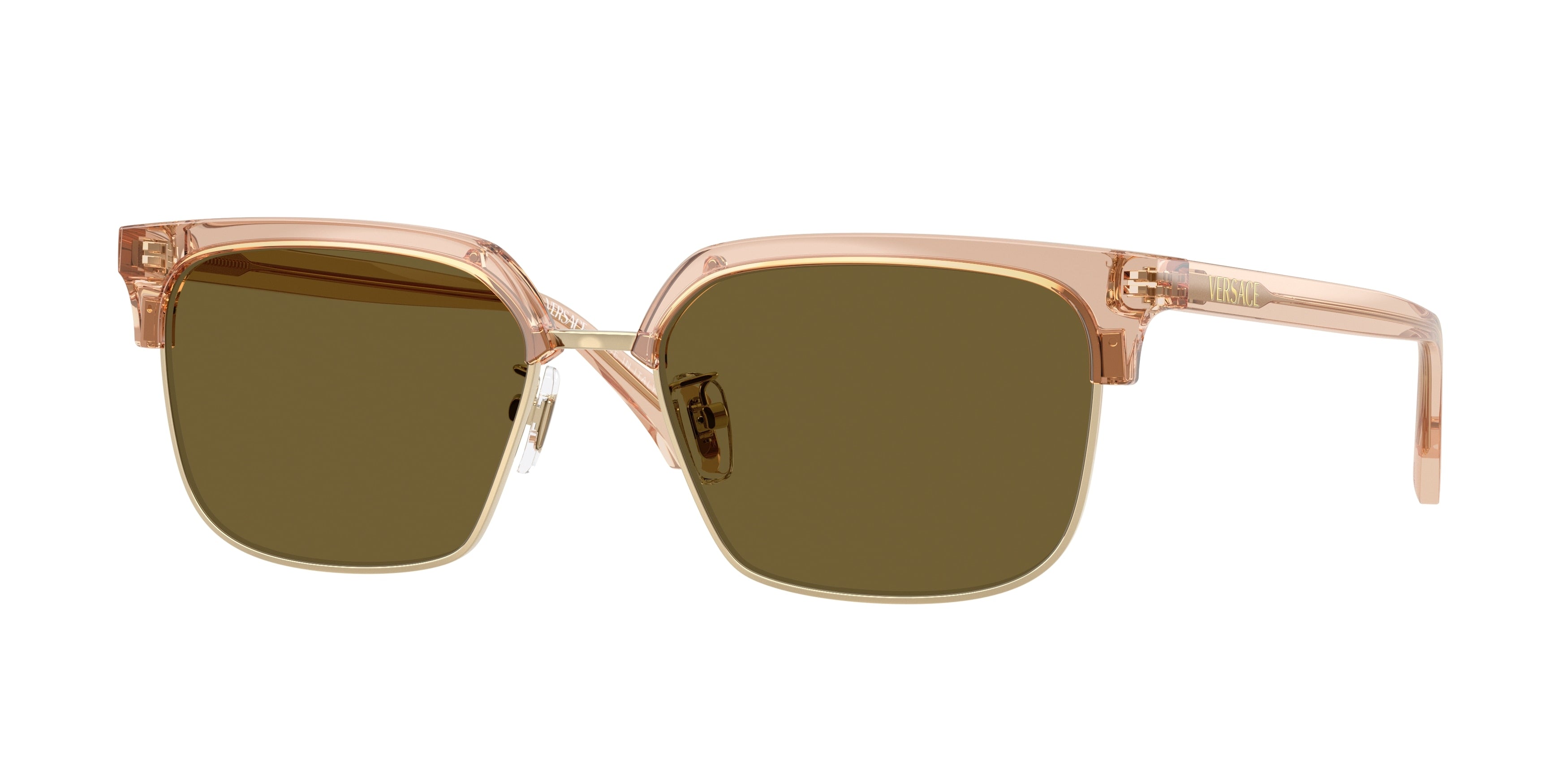 Versace VE4494D Square Sunglasses  551883-Transparent Brown 56-140-17 - Color Map Brown