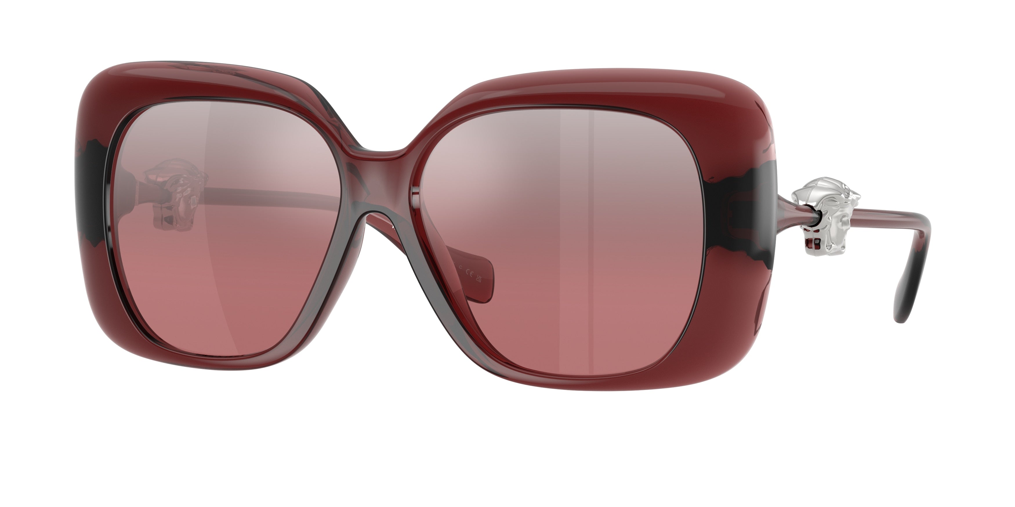 Versace VE4499U Square Sunglasses  55397E-Transparent Red 57-140-14 - Color Map Red