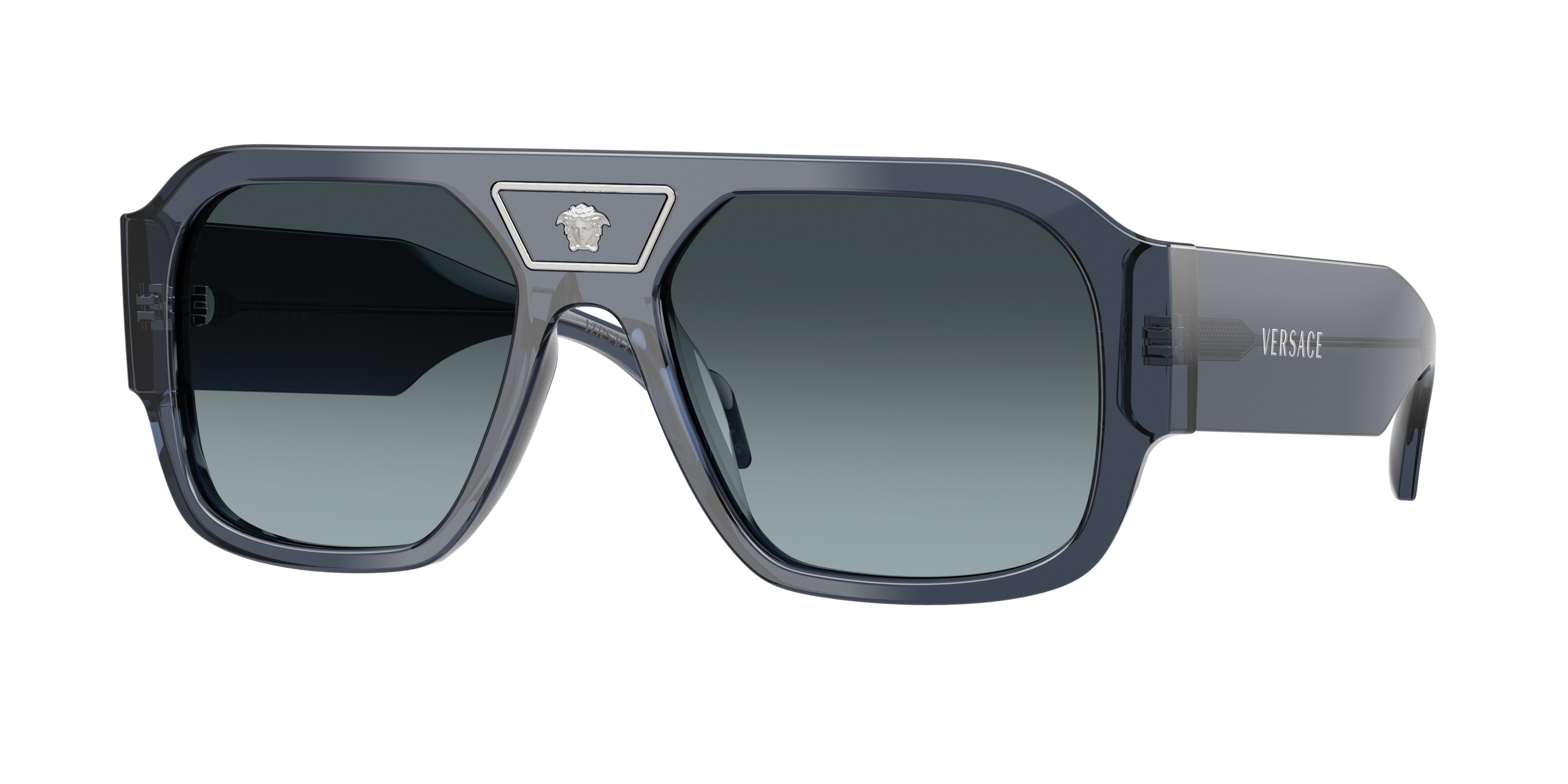 Versace VE4508U Square Sunglasses  5538V1-Transparent Dark Blue 56-140-18 - Color Map Blue