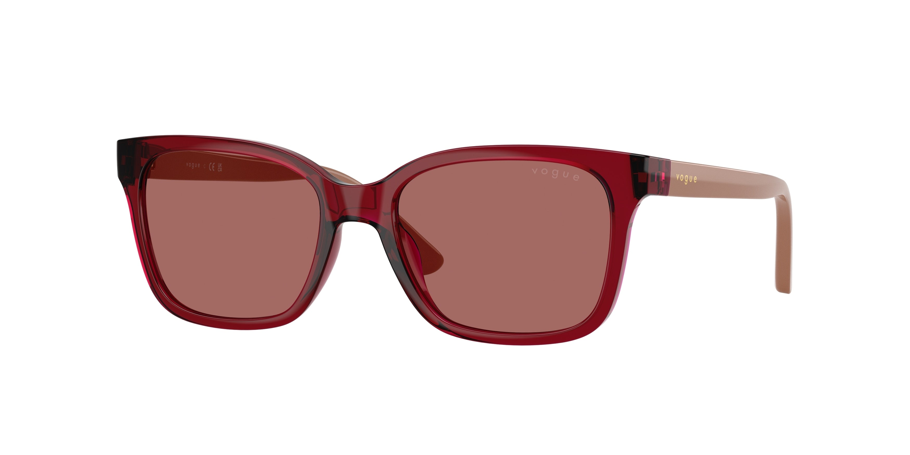 VOGUE JUNIOR SUN VJ2027 Rectangle Sunglasses  306669-Transparent Dark Red 49-130-16 - Color Map Red