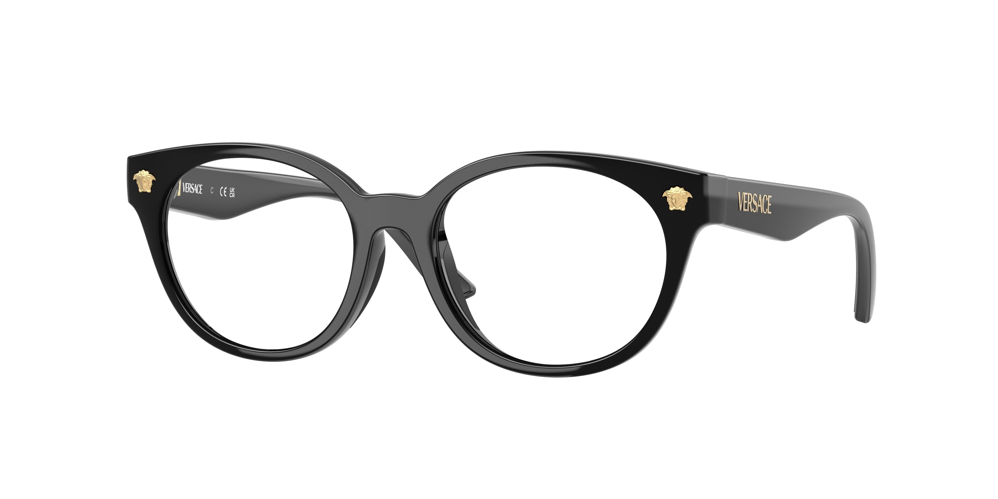 Versace Kids VK3009U Round Eyeglasses  GB1-Black 48-130-16 - Color Map Black