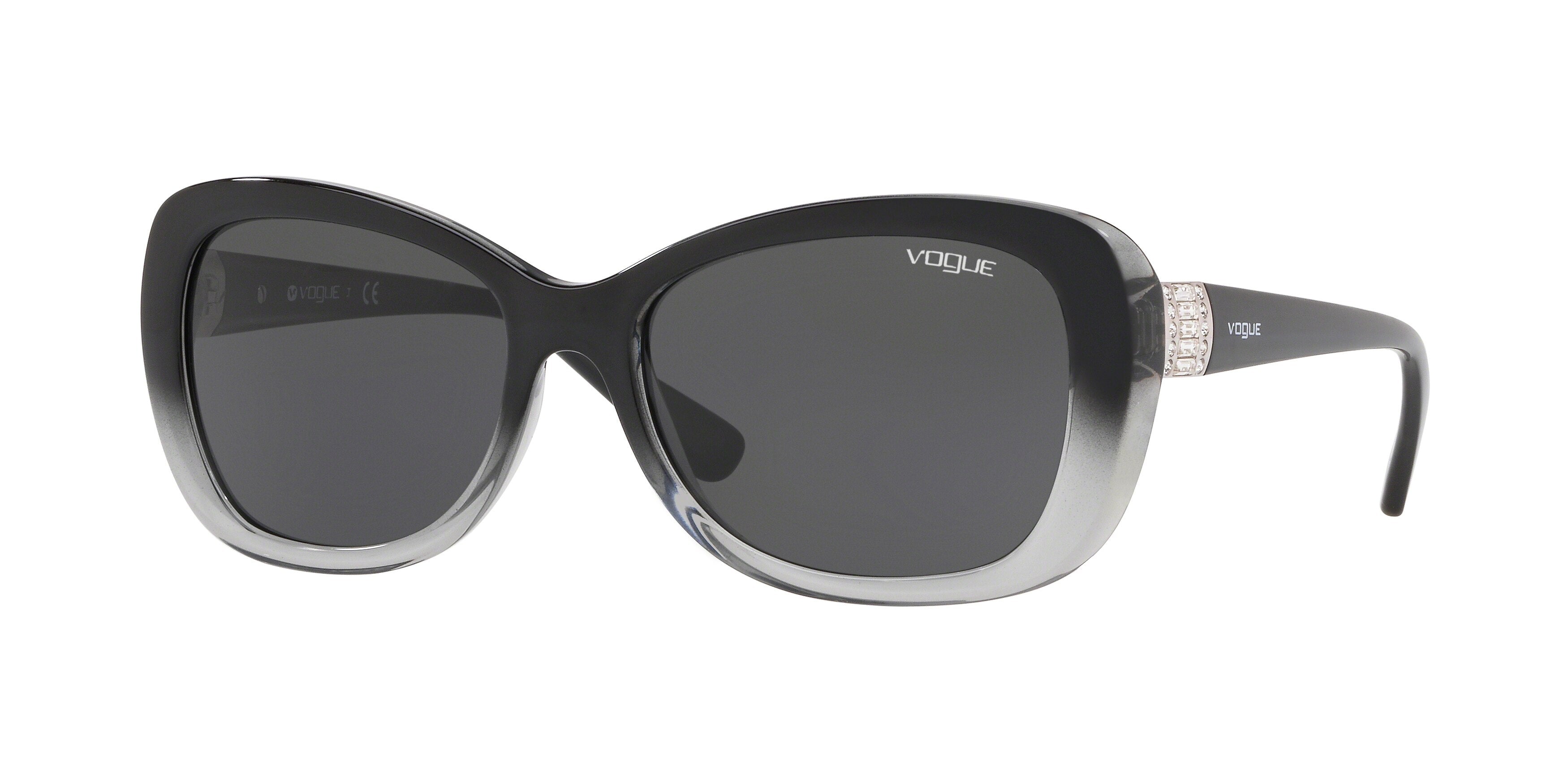 Vogue VO2943SB Butterfly Sunglasses  188087-Black/Grey 55-135-17 - Color Map Black