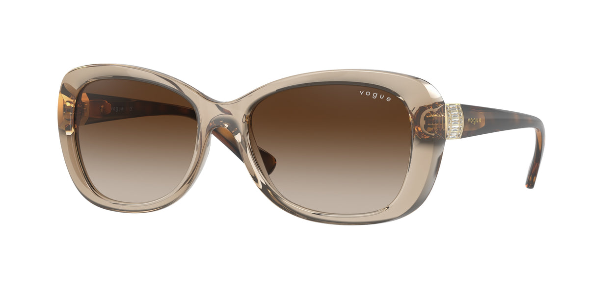 Vogue VO2943SB Butterfly Sunglasses  299013-Transparent Light Brown 55-135-17 - Color Map Brown