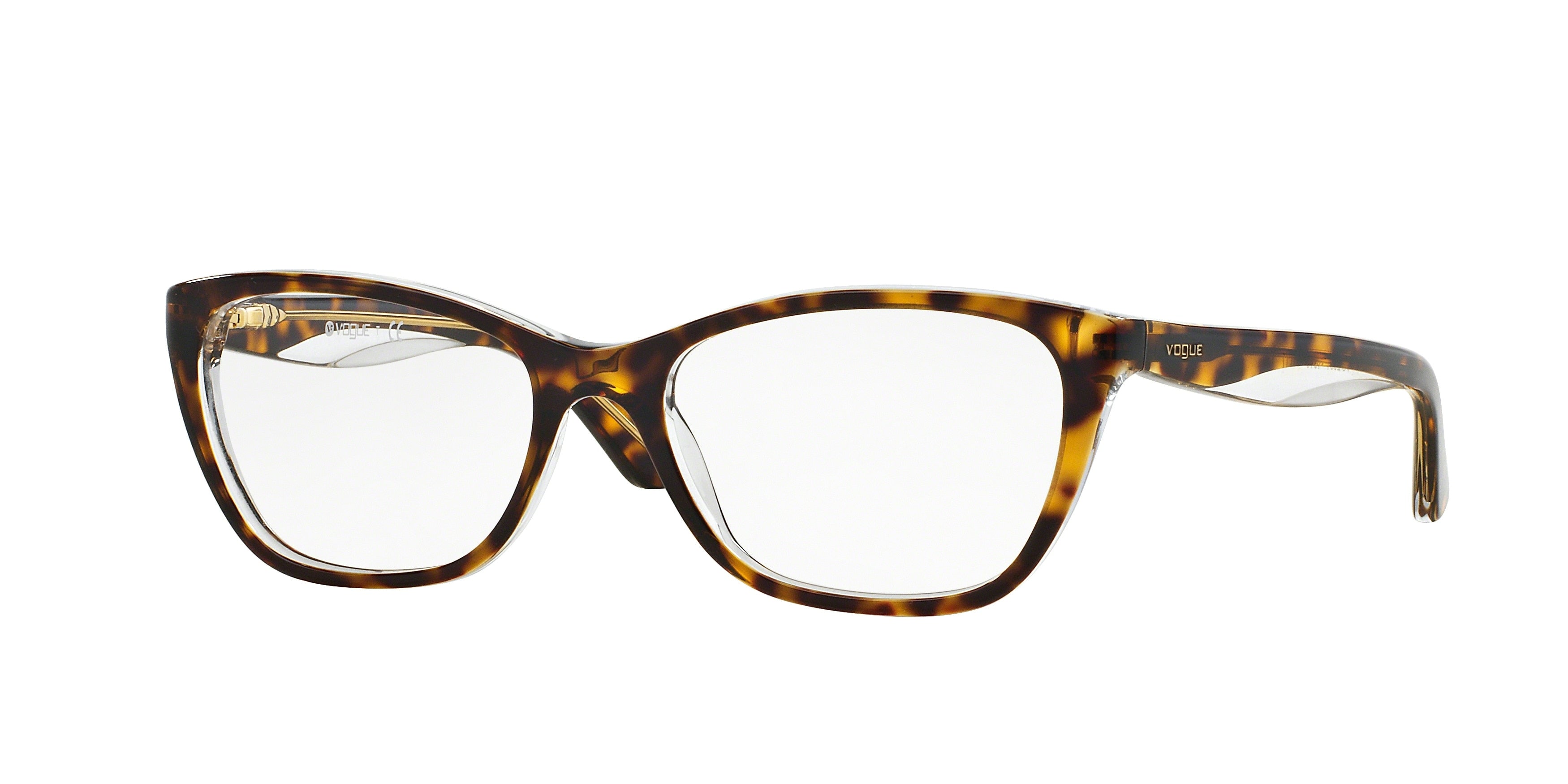 Vogue VO2961 Cat Eye Eyeglasses  1916-Top Havana/Transparent 53-135-17 - Color Map Brown