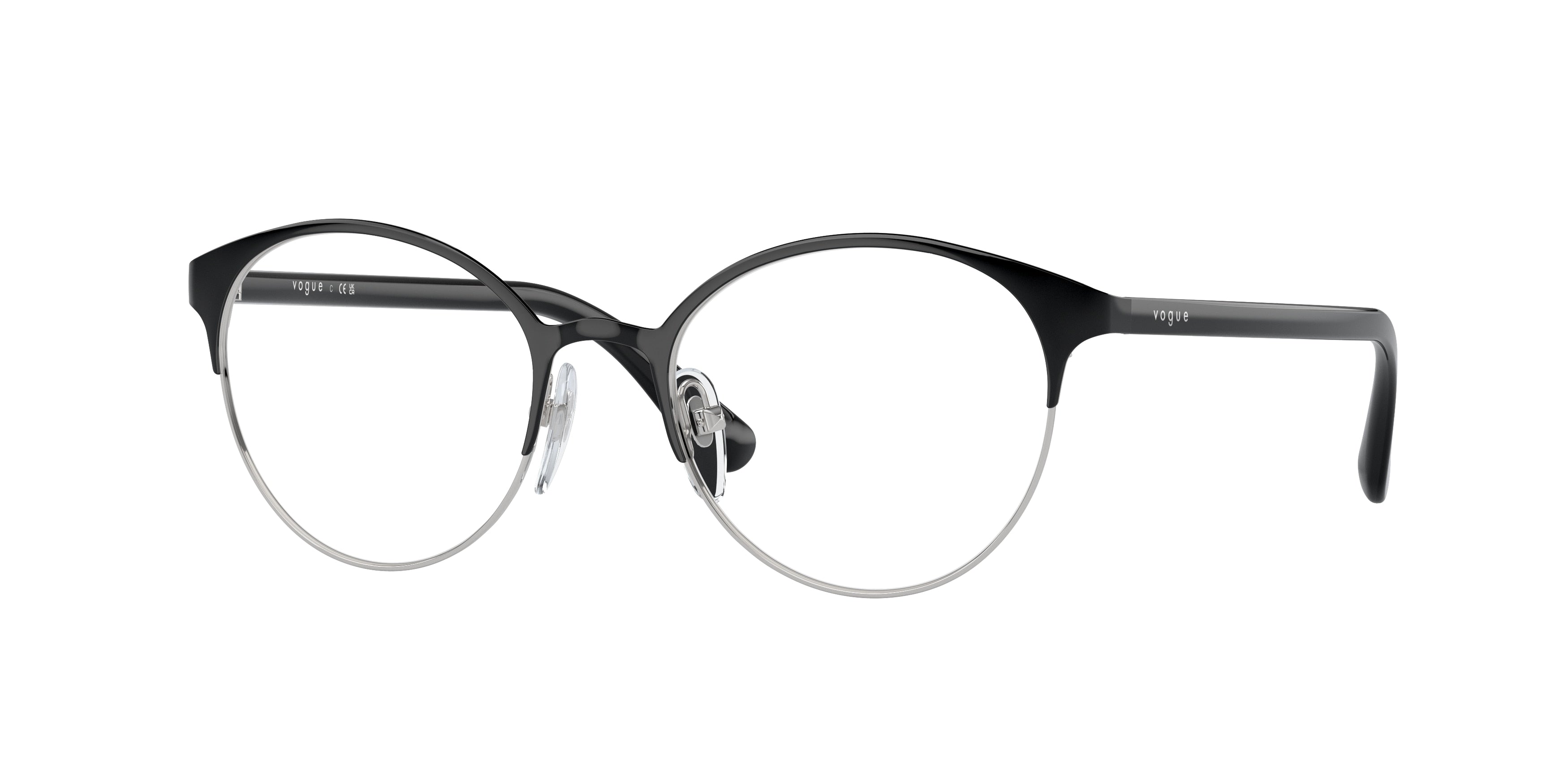 Vogue VO4011 Phantos Eyeglasses  352-Top Black/Silver 51-140-18 - Color Map Black