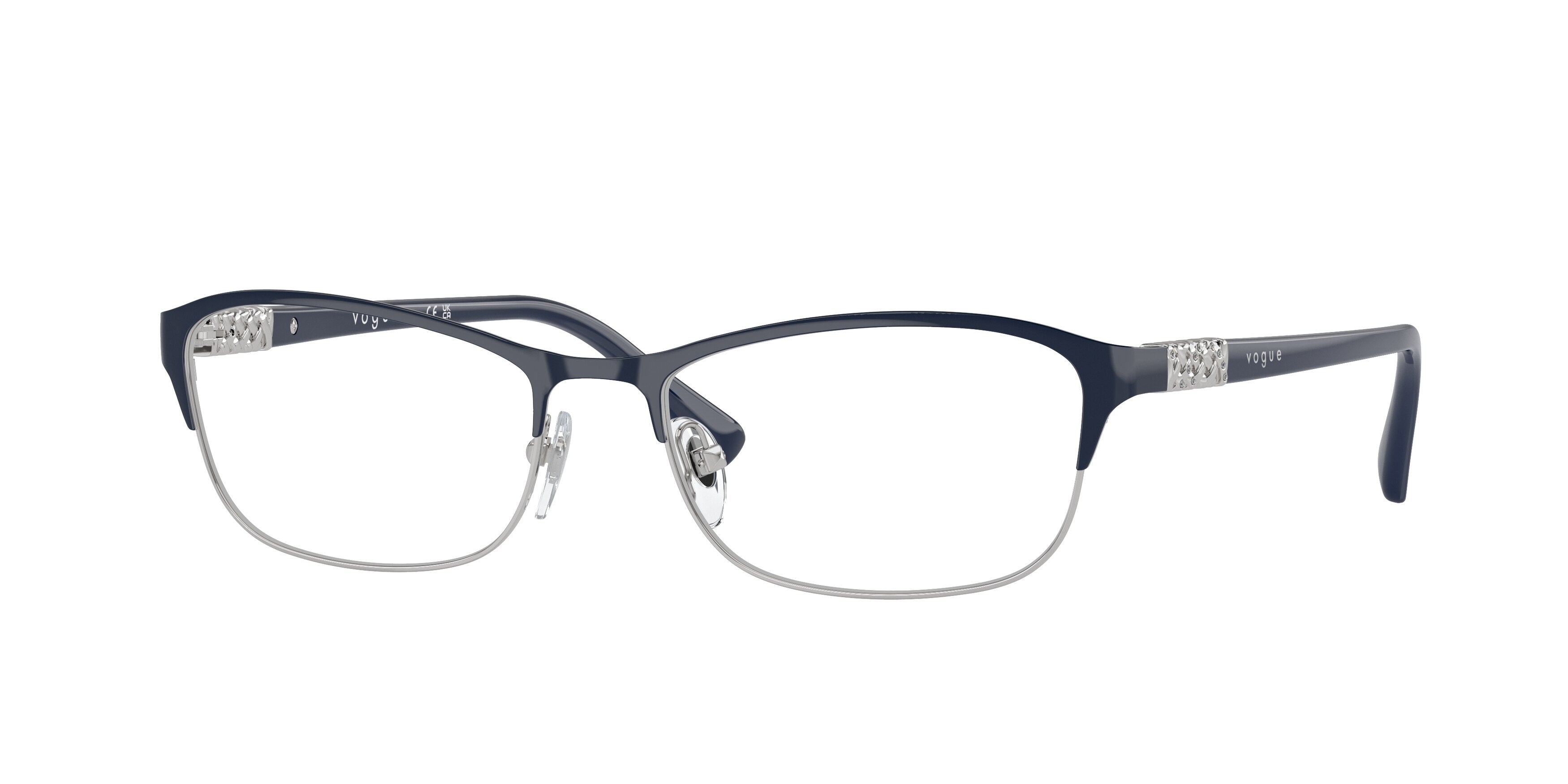 Vogue VO4057B Rectangle Eyeglasses  5051-Top Blue/Silver 52-135-17 - Color Map Blue