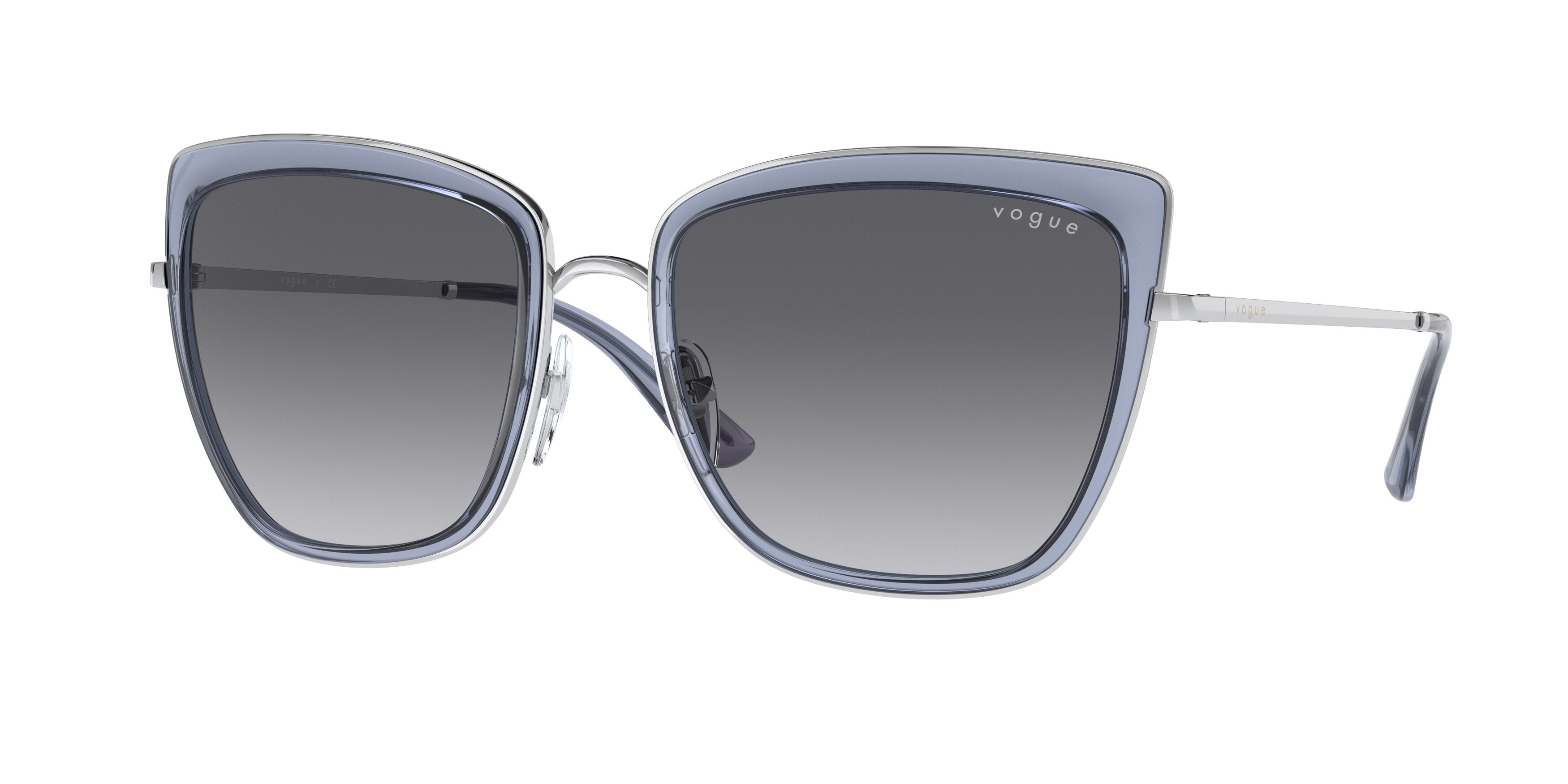Vogue VO4223S Cat Eye Sunglasses  323/11-Silver/Transparent Blue 54-135-19 - Color Map Silver