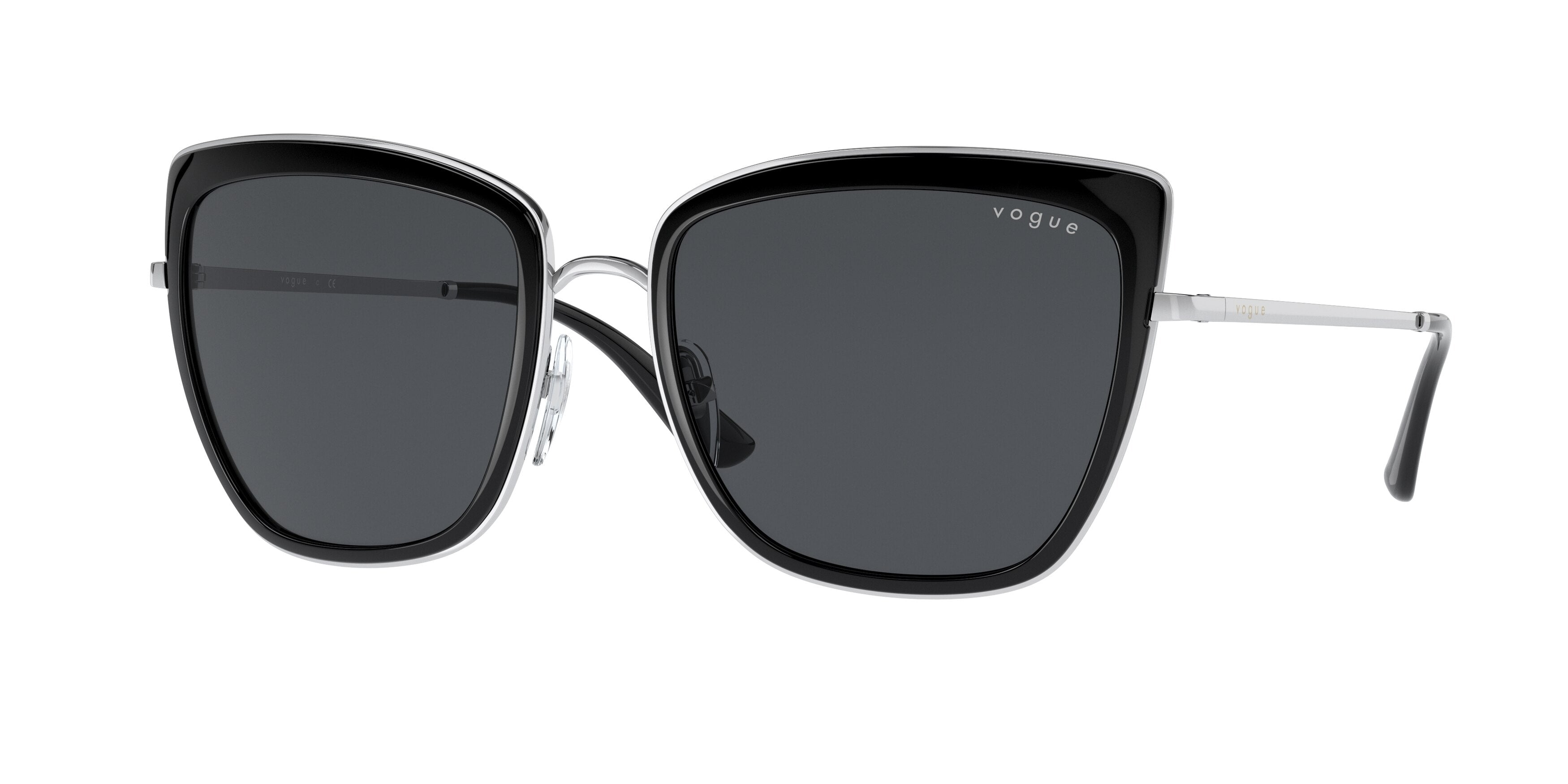 Vogue VO4223S Cat Eye Sunglasses  323/87-Silver/Black 57-135-19 - Color Map Silver