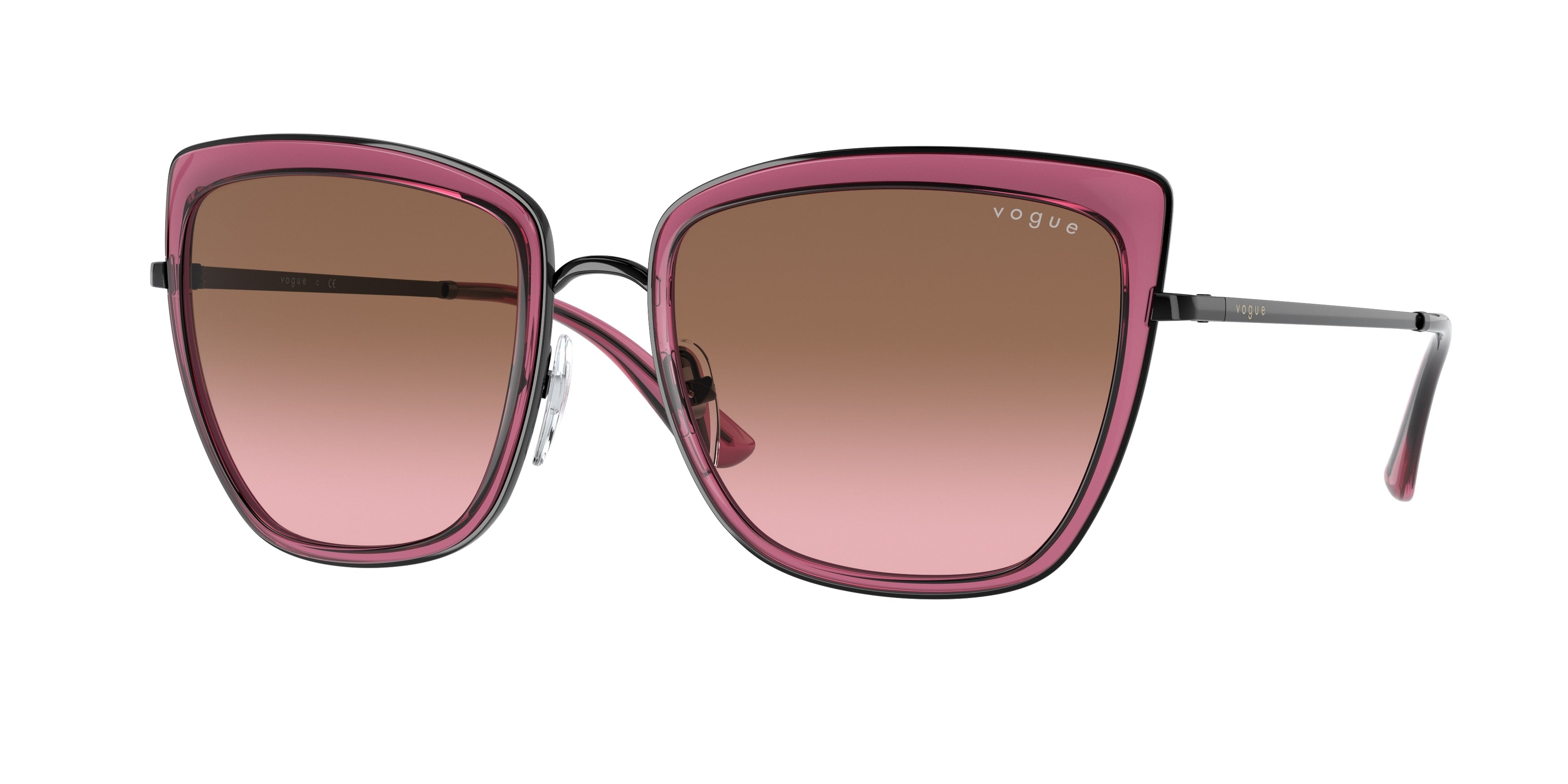 Vogue VO4223S Cat Eye Sunglasses  352/14-Black/Transparent Cherry 57-135-19 - Color Map Black