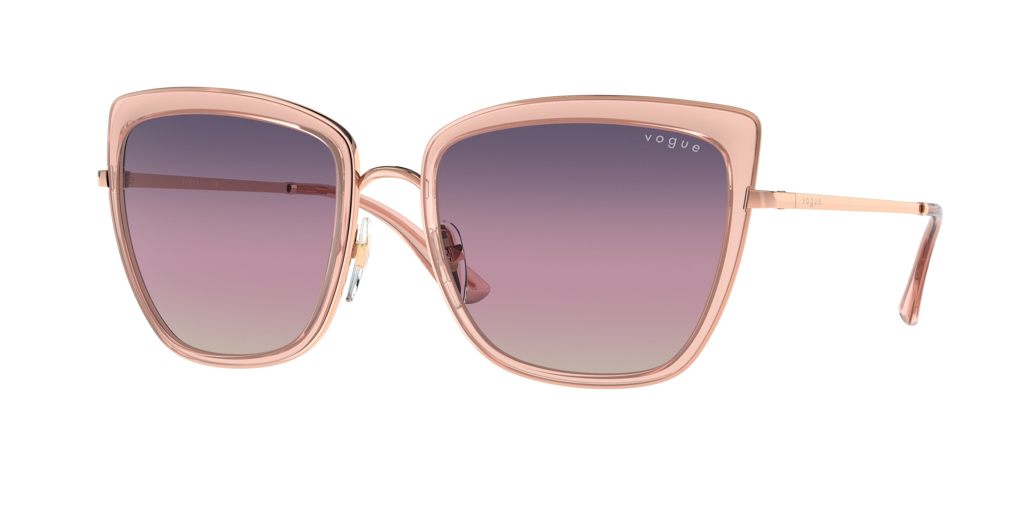 Vogue VO4223S Cat Eye Sunglasses  5152U6-Rose Gold/Pink Transparent 57-135-19 - Color Map Gold