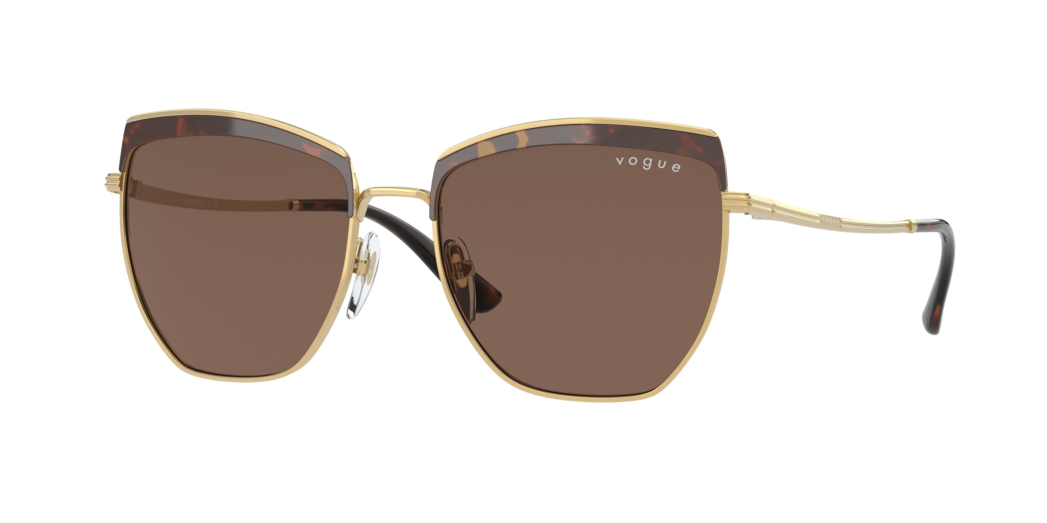 Vogue VO4234S Irregular Sunglasses  507873-Top Havana/Gold 54-140-17 - Color Map Brown