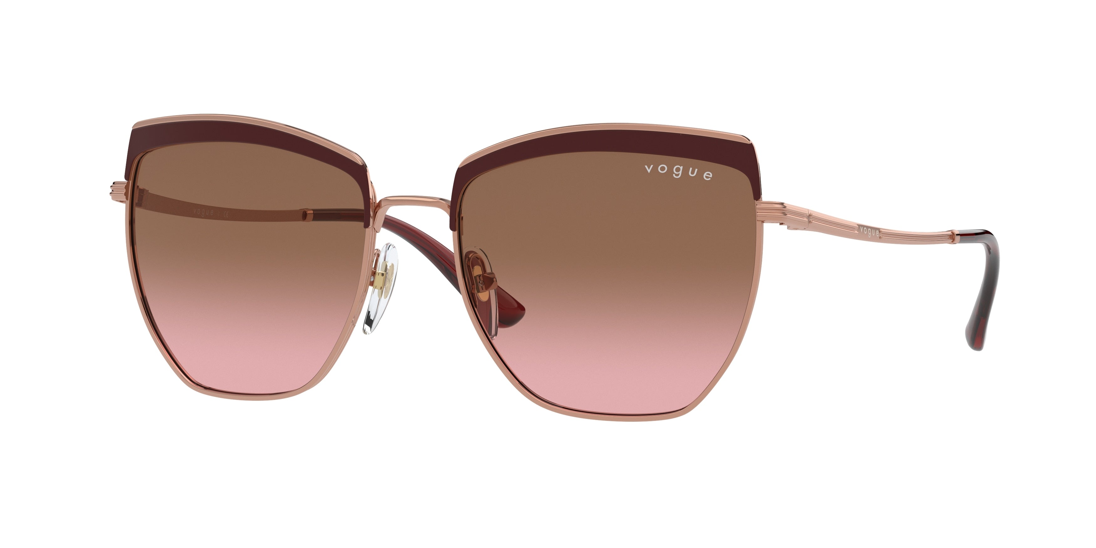 Vogue VO4234S Irregular Sunglasses  517014-Top Bordeaux/Rose Gold 54-140-17 - Color Map Red