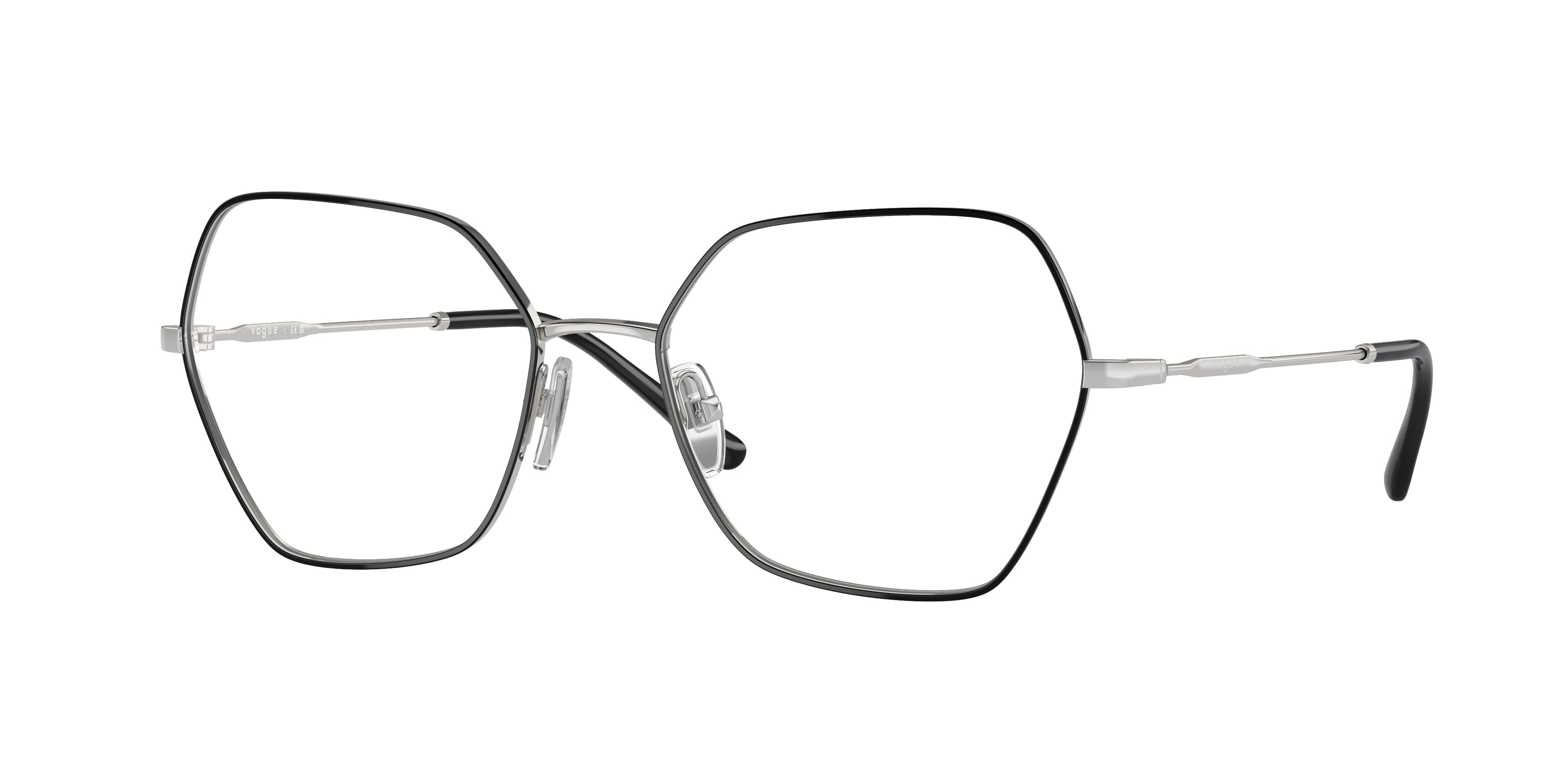 Vogue VO4281 Irregular Eyeglasses  323-Top Black/Silver 54-140-17 - Color Map Black
