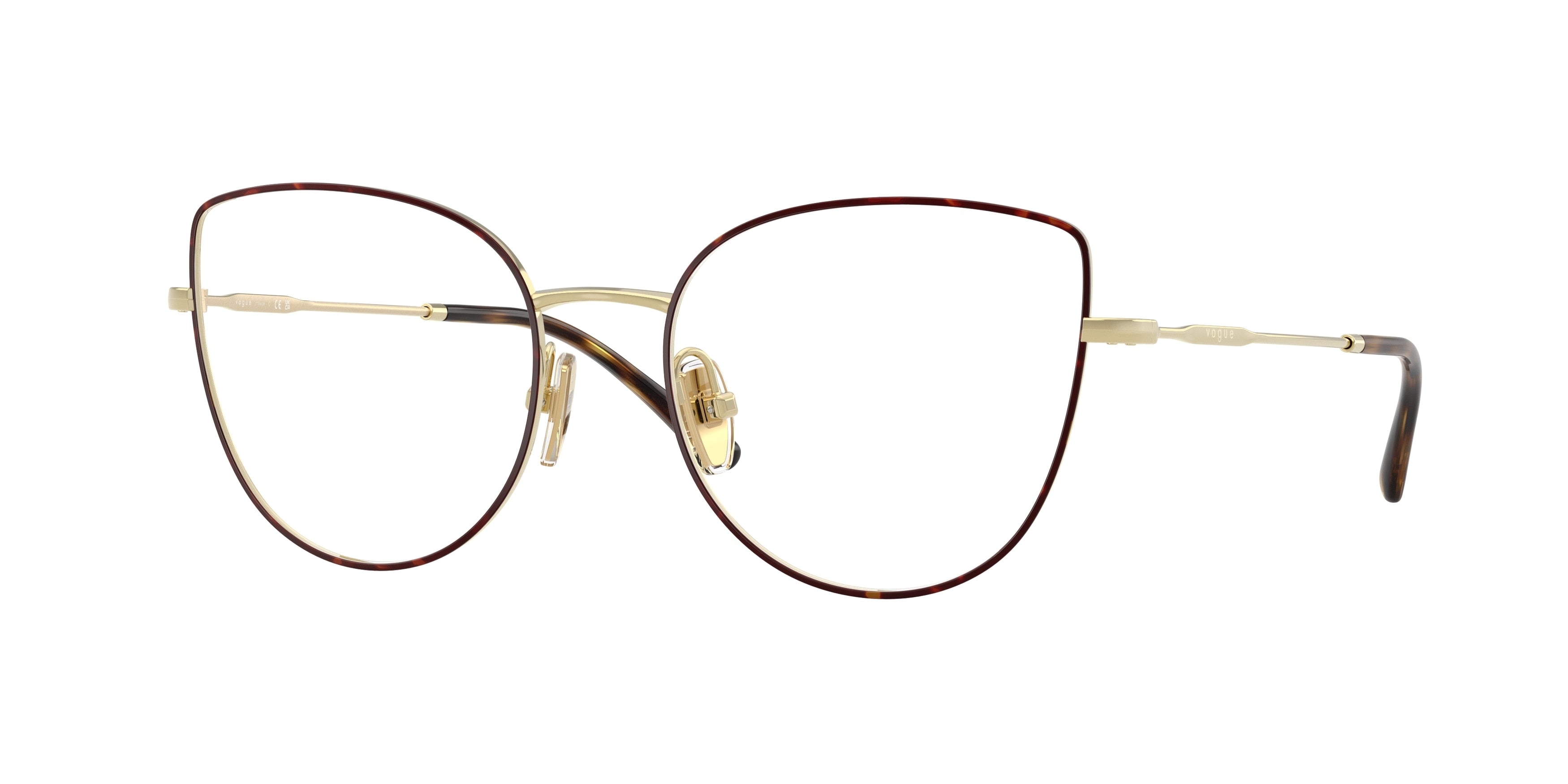 Vogue VO4298T Cat Eye Eyeglasses  5213-Top Havana/Light Gold 53-140-18 - Color Map Havana