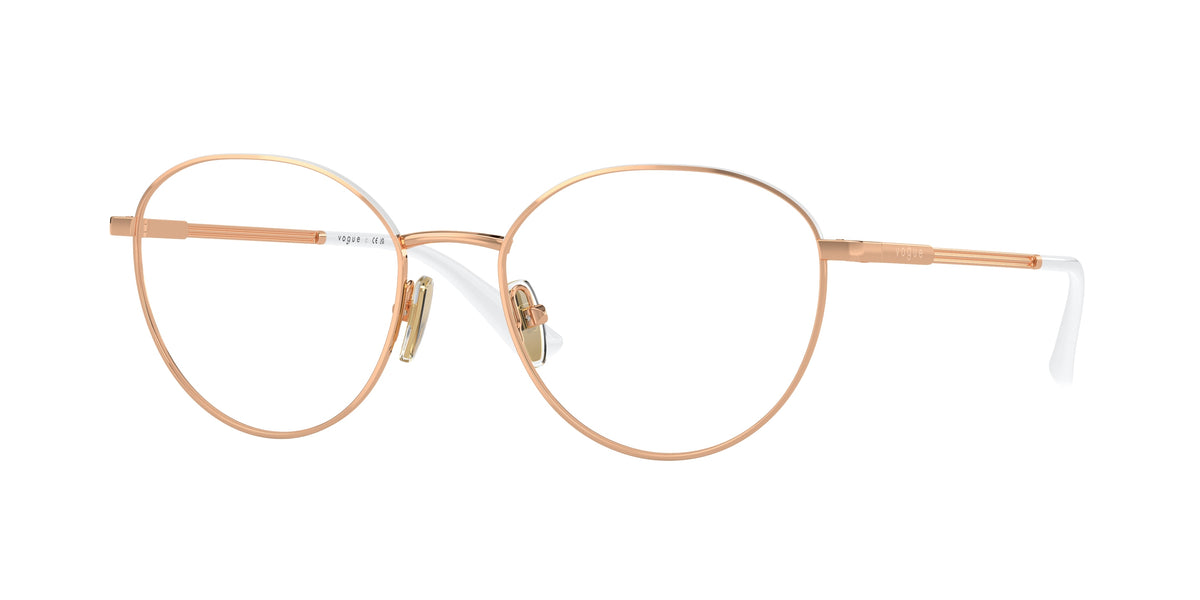 Vogue VO4306 Round Eyeglasses  5152-Rose Gold/Top White 53-140-18 - Color Map Gold