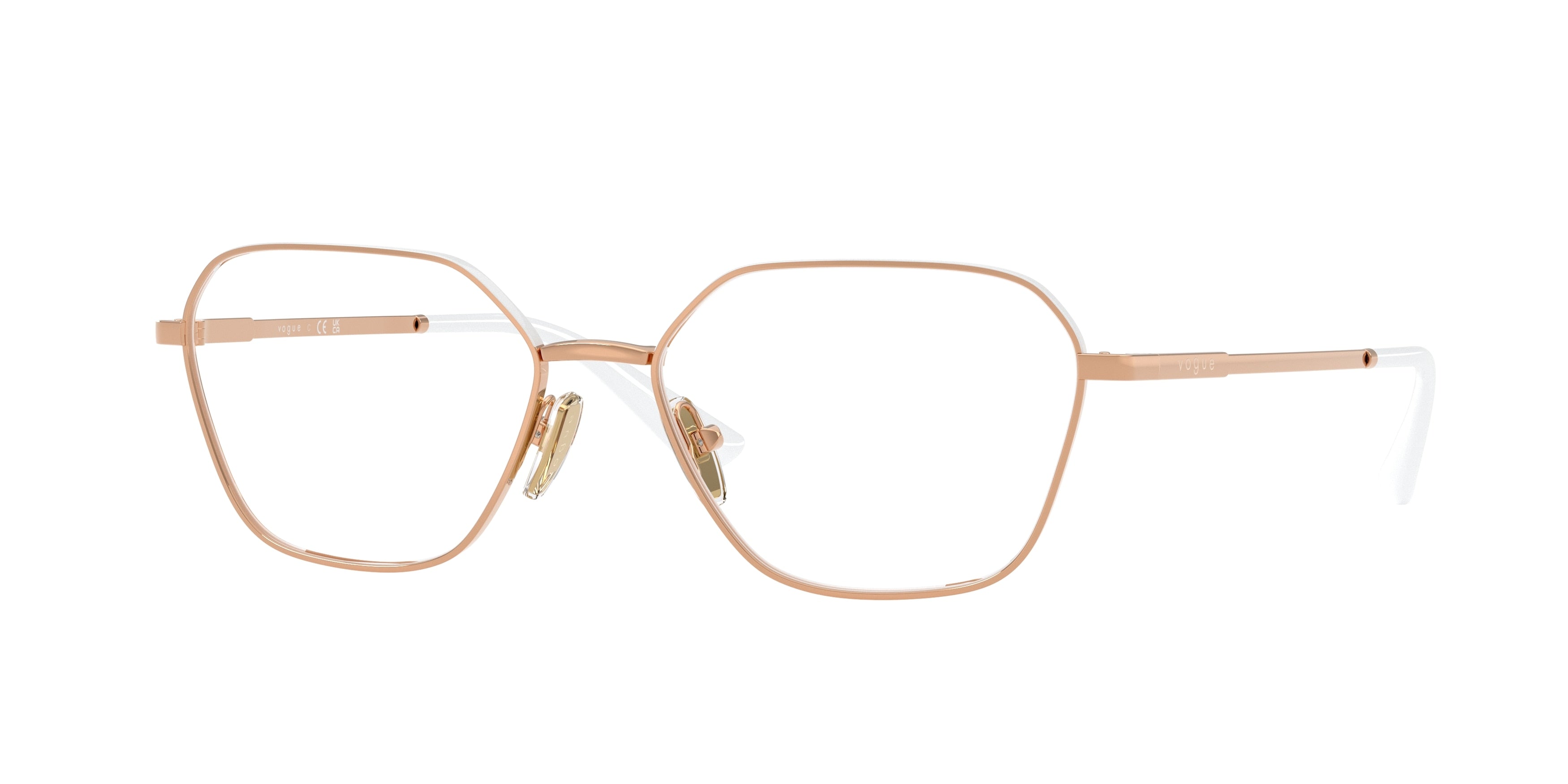 Vogue VO4334 Irregular Eyeglasses  5209-Rose Gold/Top White 54-140-16 - Color Map Gold