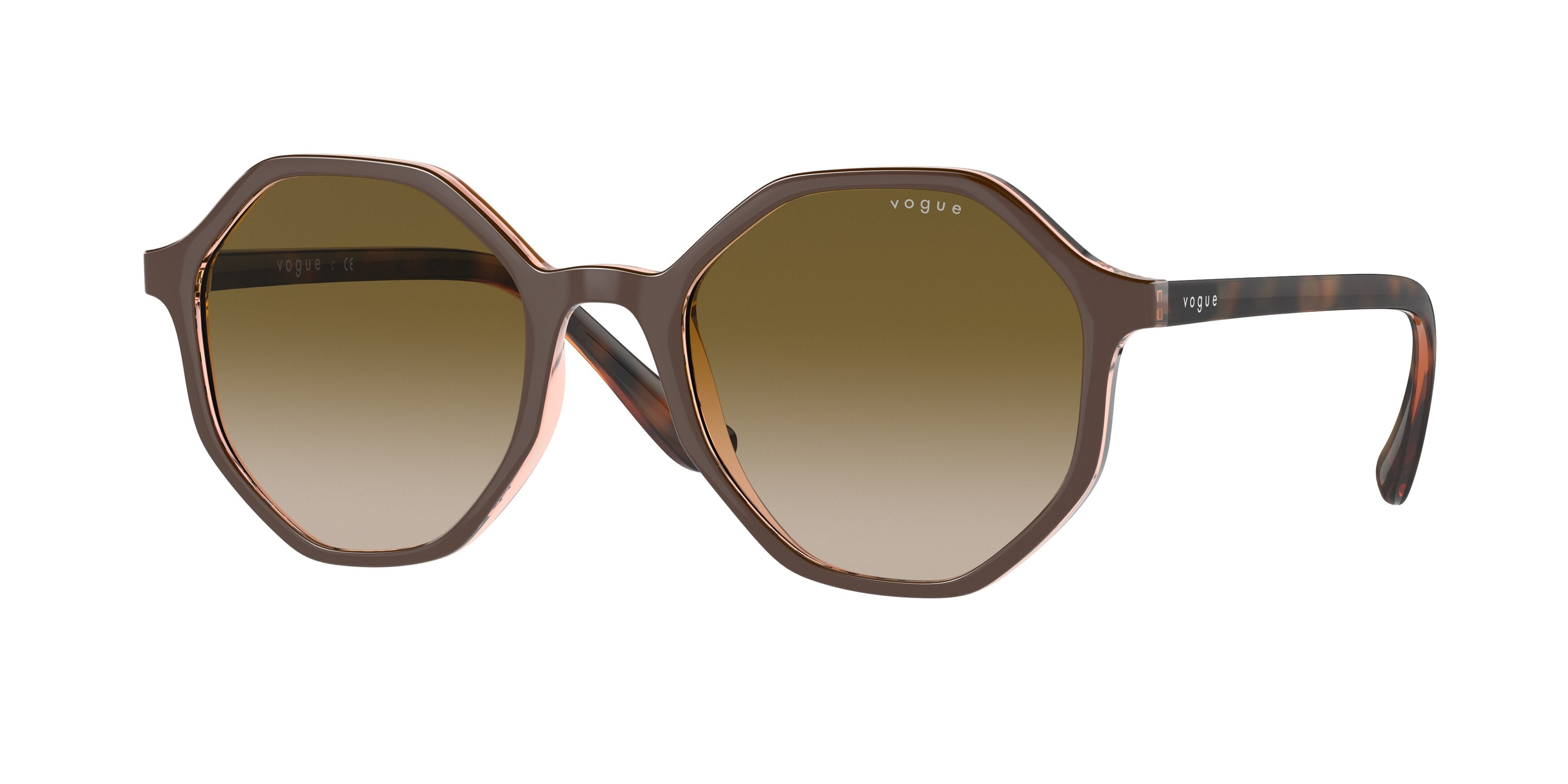Vogue VO5222S Irregular Sunglasses  296213-Top Brown/Rainbow Red 52-140-20 - Color Map Brown