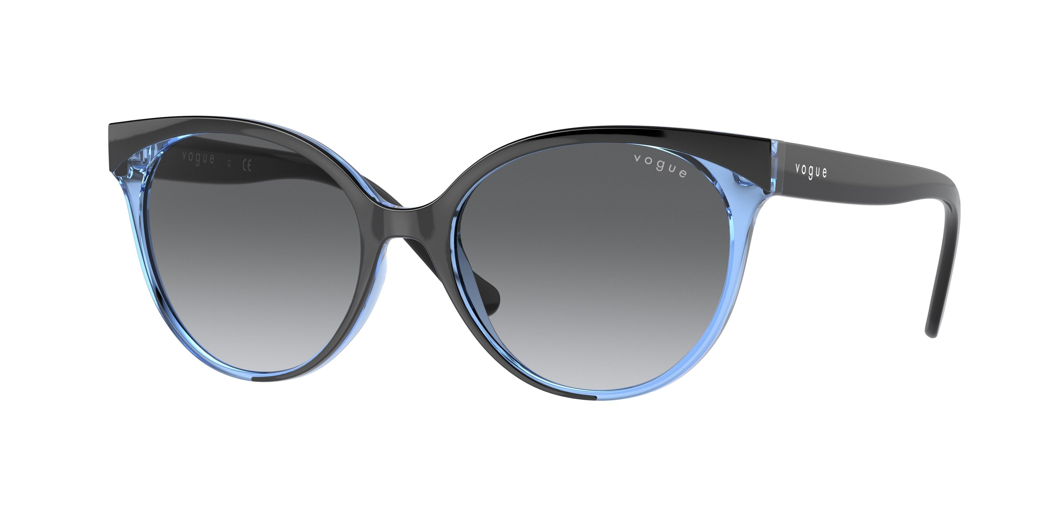 Vogue VO5246S Round Sunglasses  296511-Top Black/Rainbow Green 53-140-17 - Color Map Black