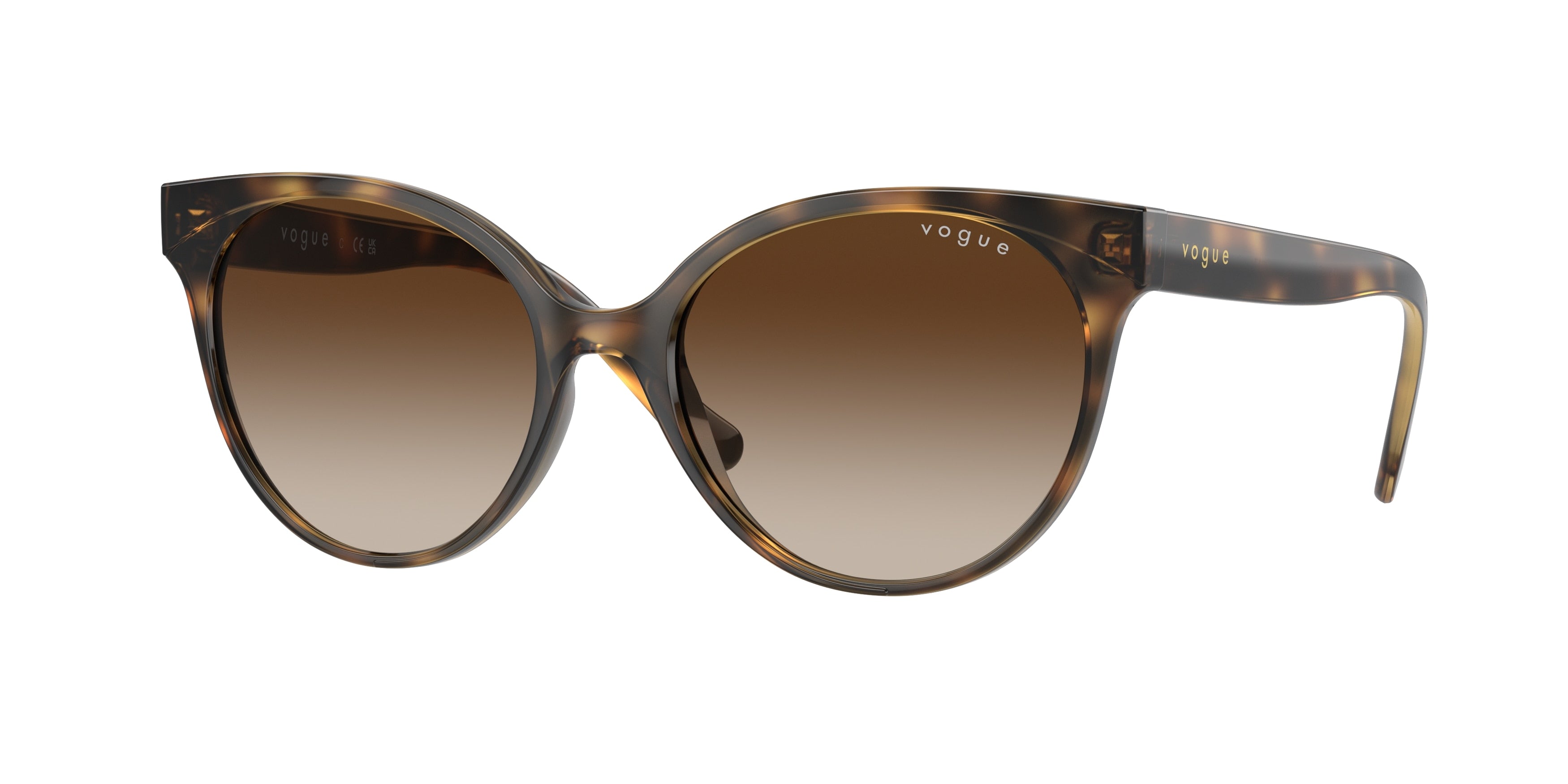 Vogue VO5246S Round Sunglasses  W65613-Dark Havana 53-140-17 - Color Map Brown