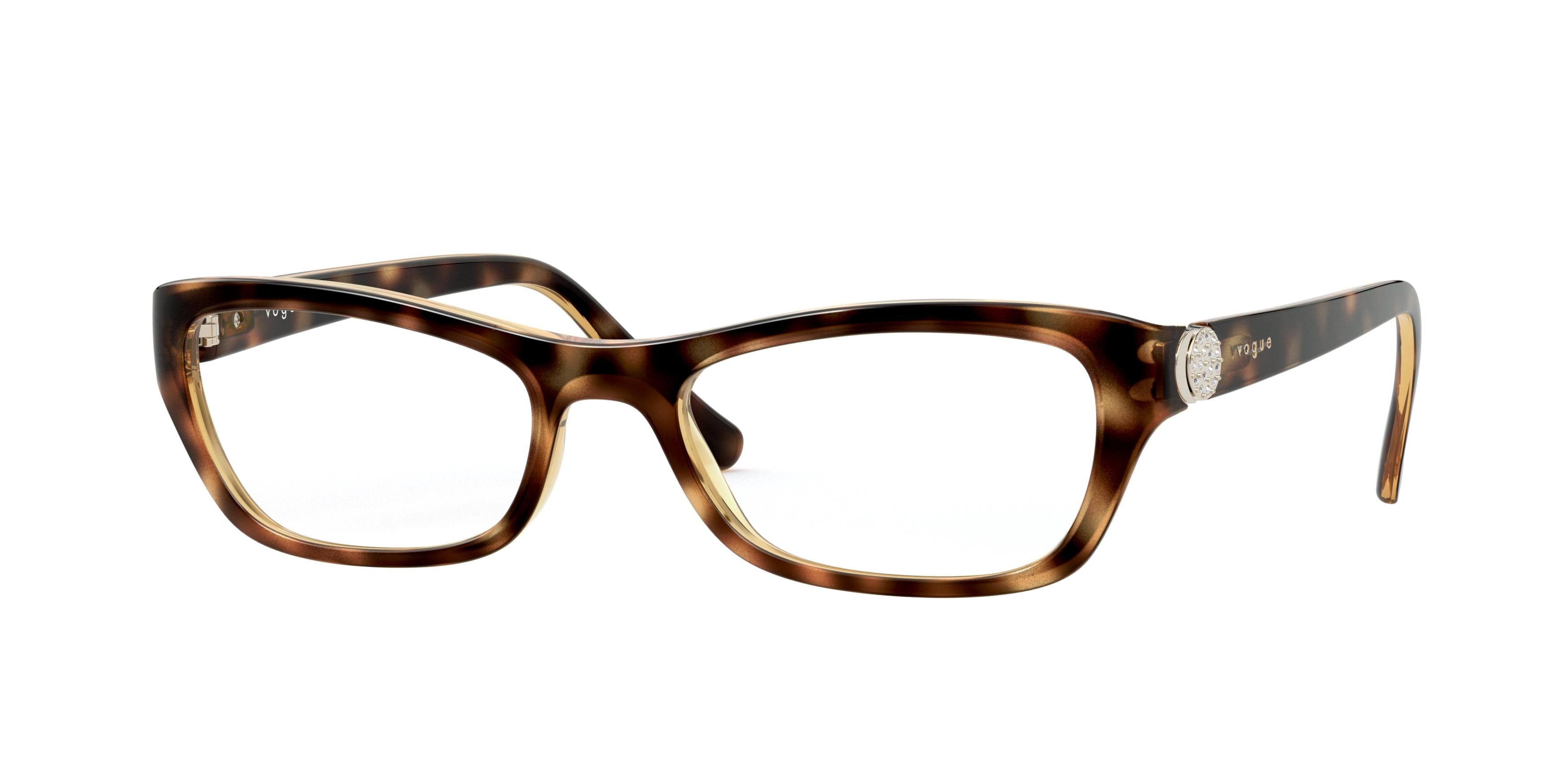 Vogue VO5306B Rectangle Eyeglasses  W656-Dark Havana 52-135-19 - Color Map Brown