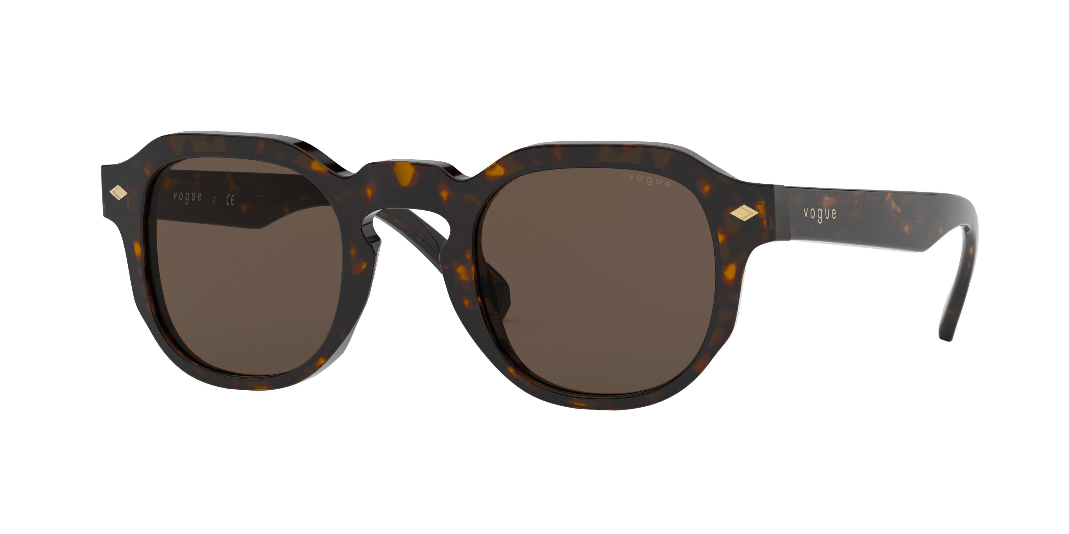 Vogue VO5330S Square Sunglasses  W65673-Dark Havana 48-145-24 - Color Map Brown