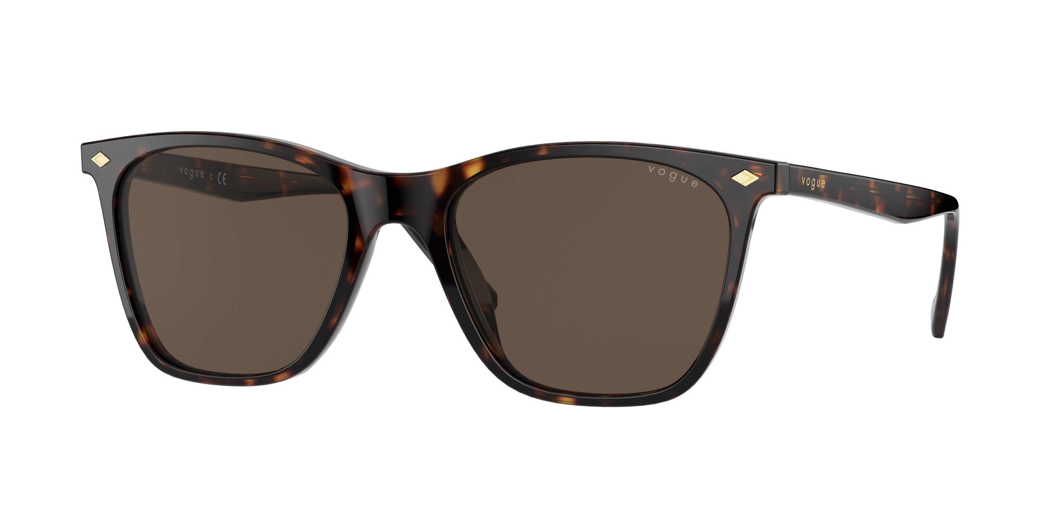 Vogue VO5351S Rectangle Sunglasses  W65673-Dark Havana 54-145-19 - Color Map Brown