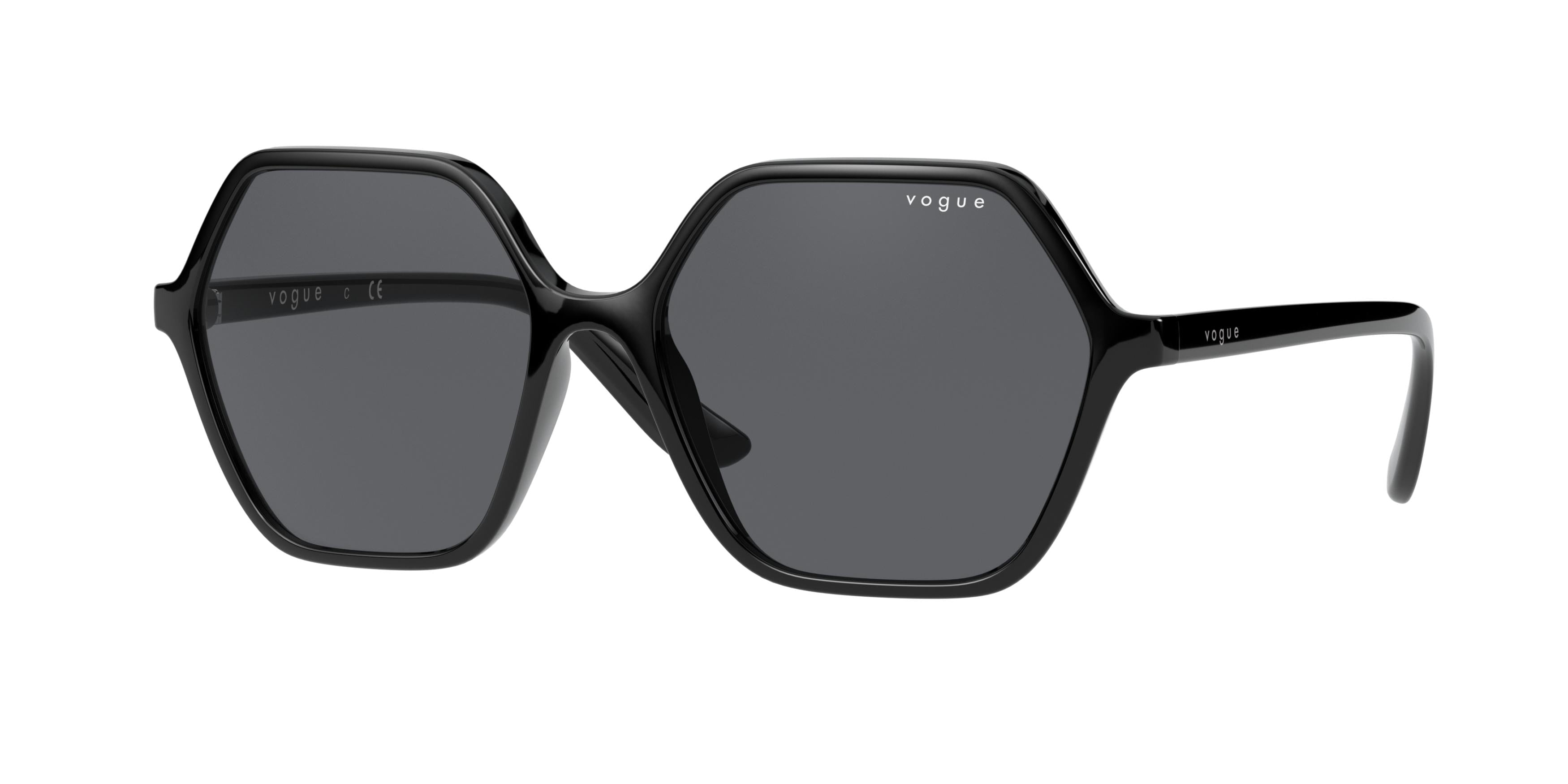 Vogue VO5361S Rectangle Sunglasses  W44/87-Black 55-140-16 - Color Map Black