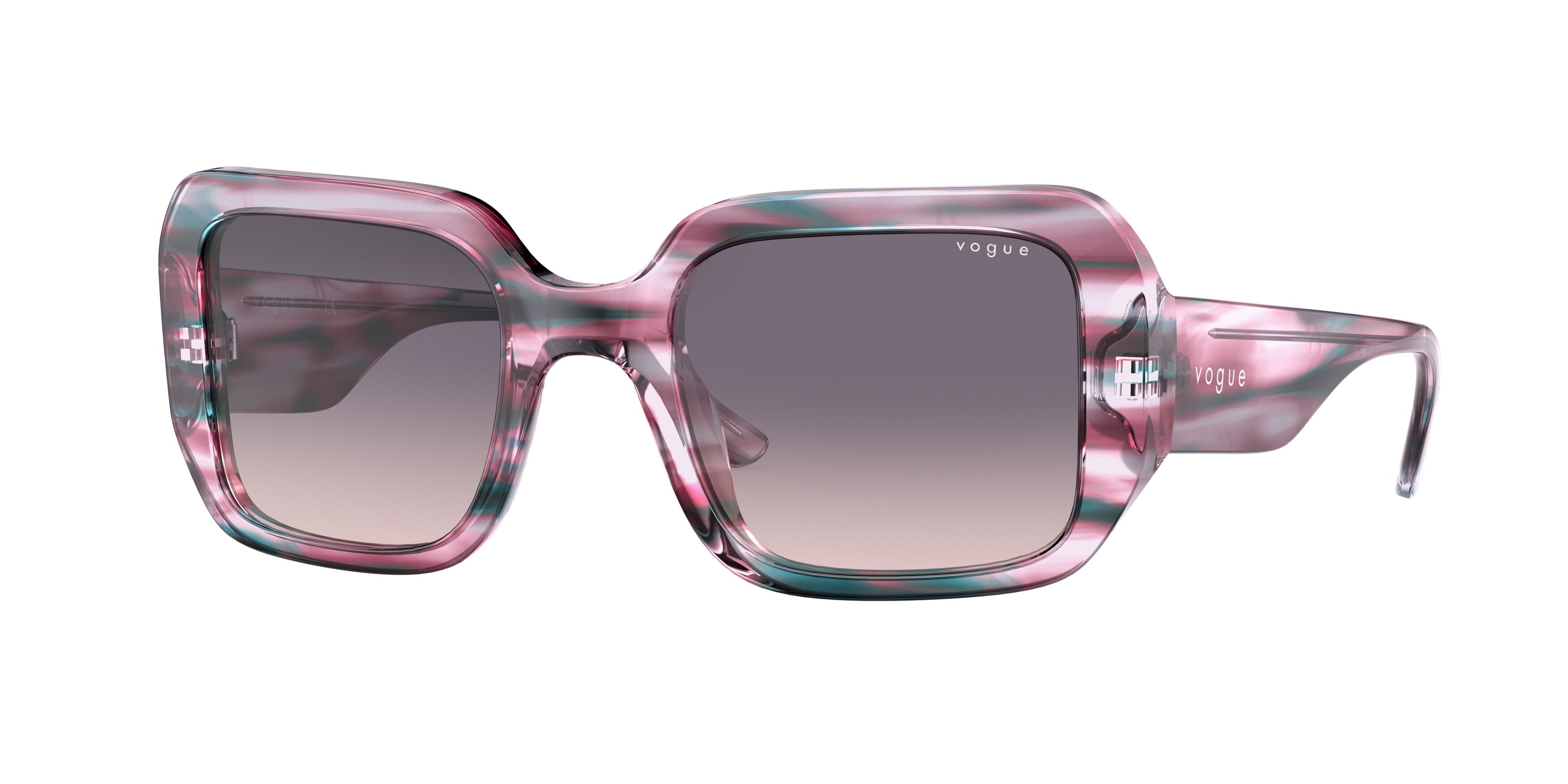 Vogue VO5369S Rectangle Sunglasses  286836-Striped Pink Blue 51-140-22 - Color Map Pink