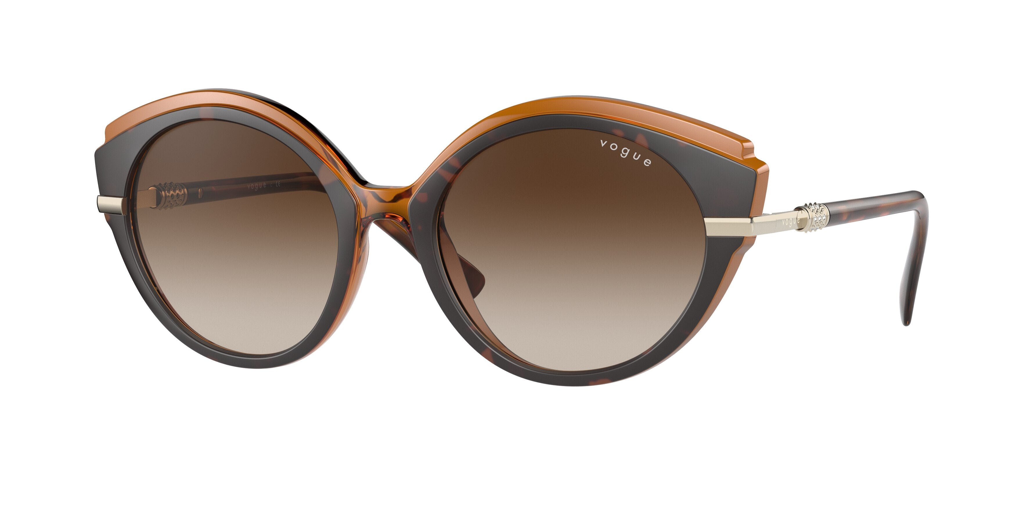 Vogue VO5385SB Oval Sunglasses  238613-Top Havana/Light Brown 53-135-19 - Color Map Brown