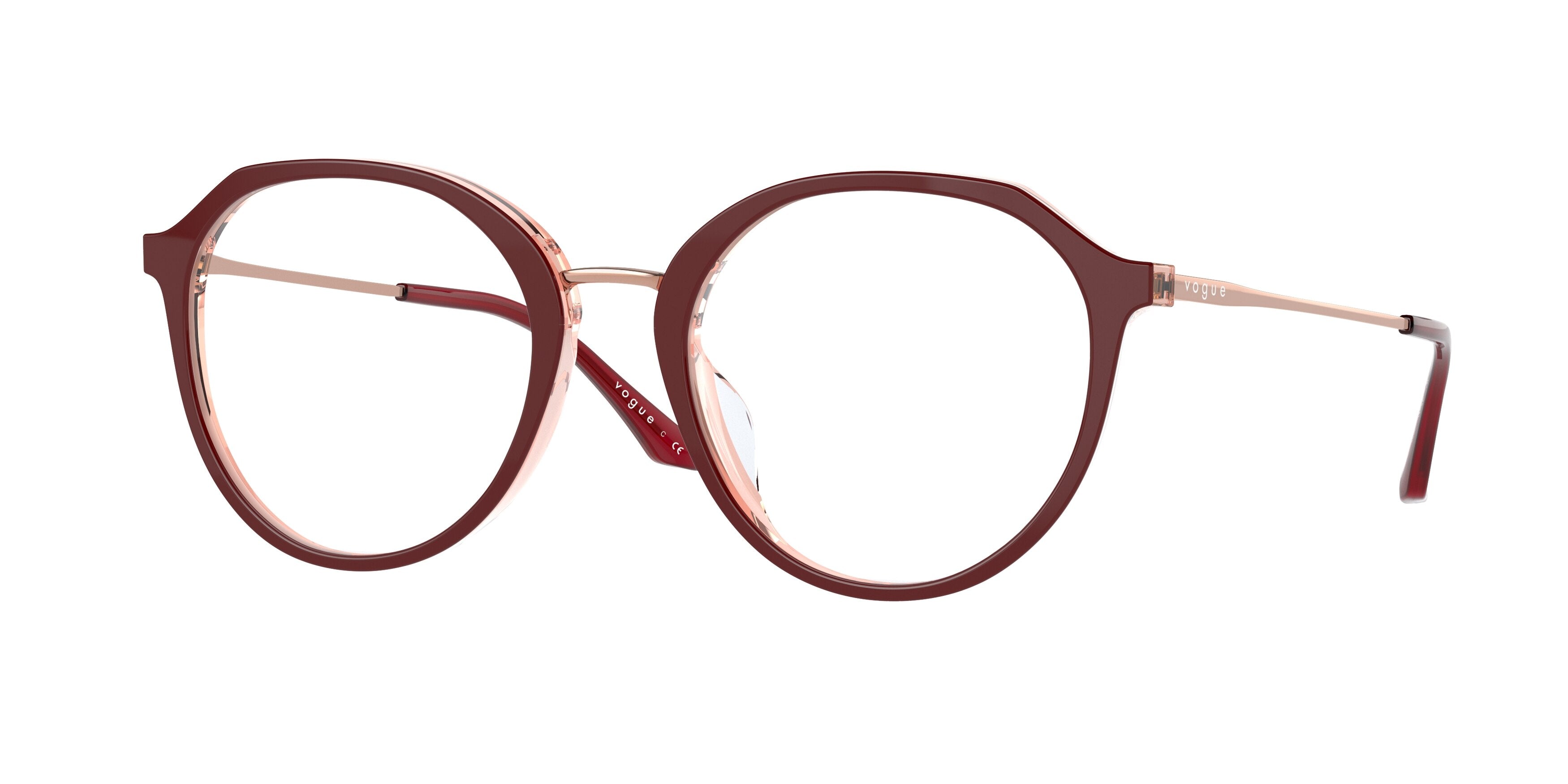 Vogue VO5401D Round Eyeglasses  2297-Top Red/Red Transparent 53-140-20 - Color Map Red