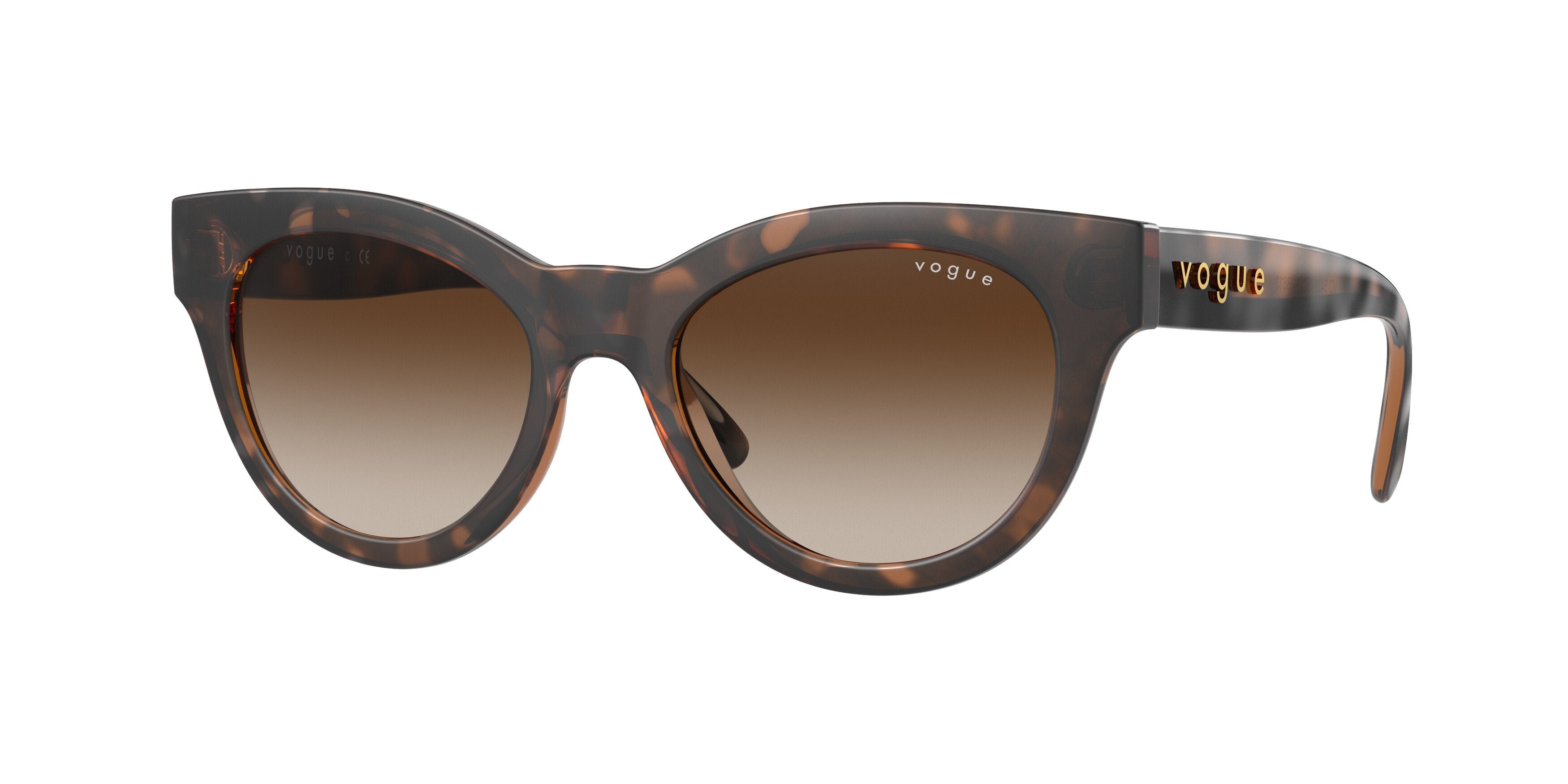 Vogue VO5429S Oval Sunglasses  238613-Top Havana/Light Brown 49-140-18 - Color Map Brown