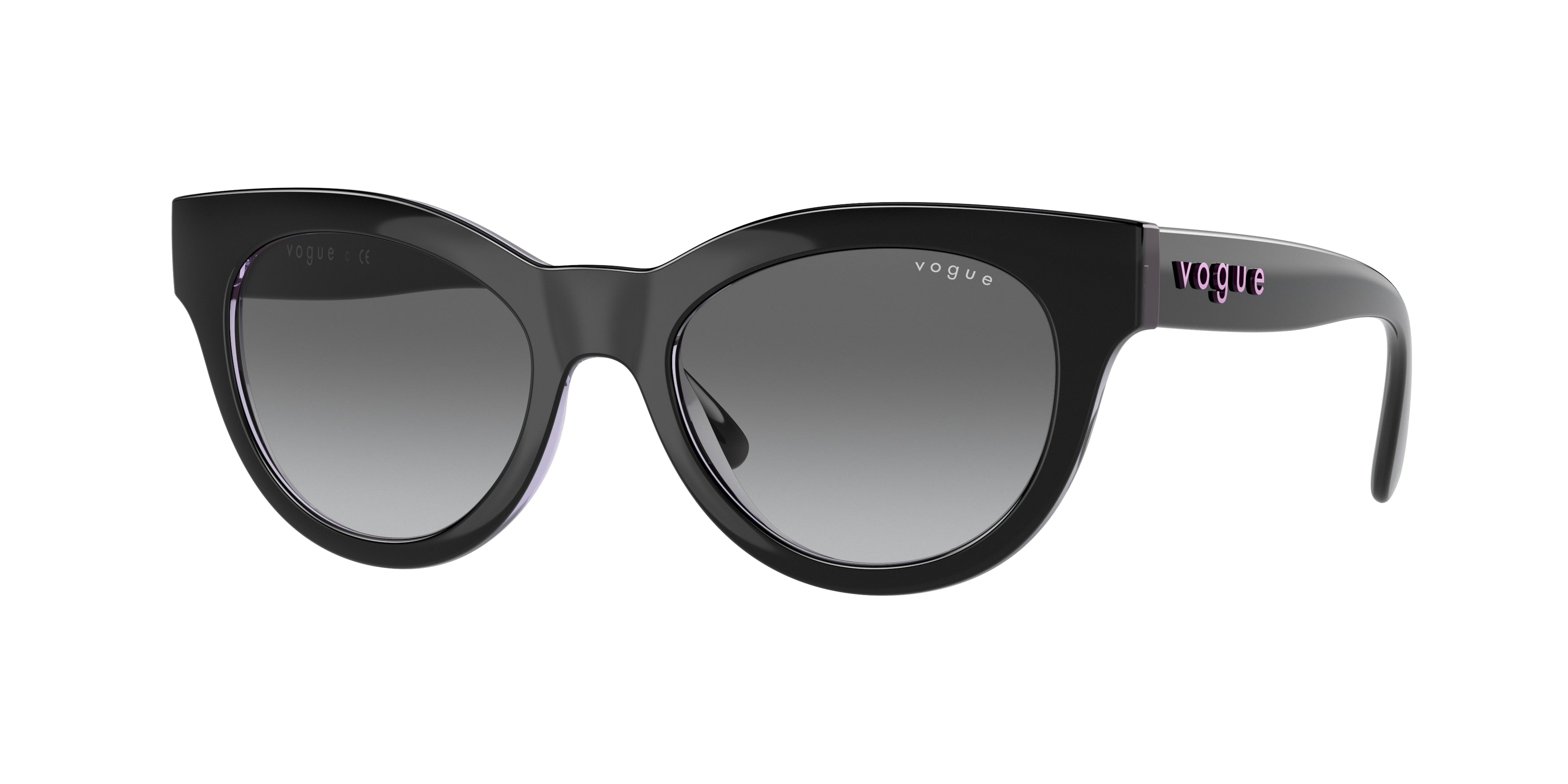 Vogue VO5429S Oval Sunglasses  299211-Top Black/Serigraphy 49-140-18 - Color Map Black