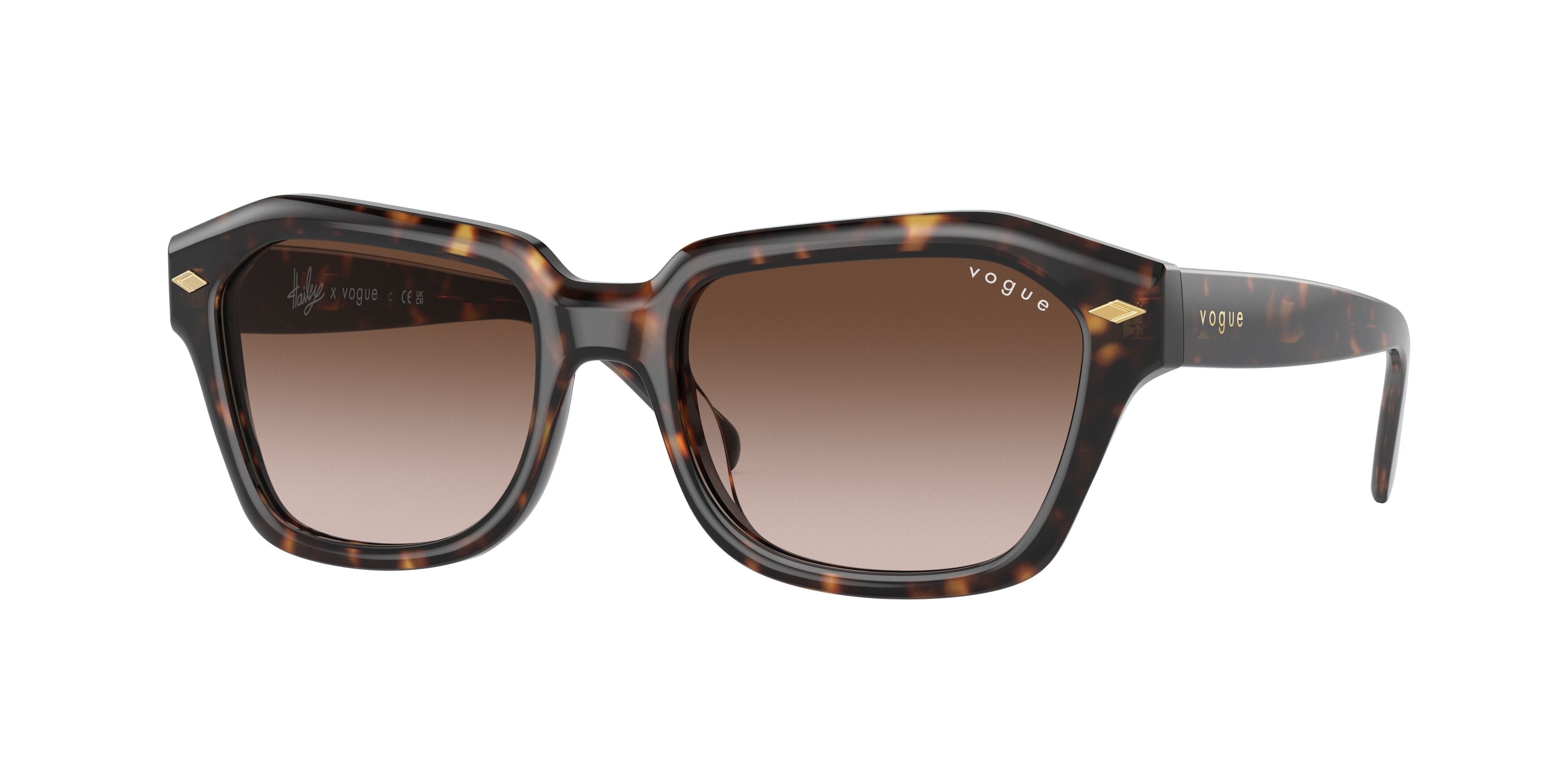 Vogue VO5444SF Irregular Sunglasses  W65613-Dark Havana 52-135-18 - Color Map Brown