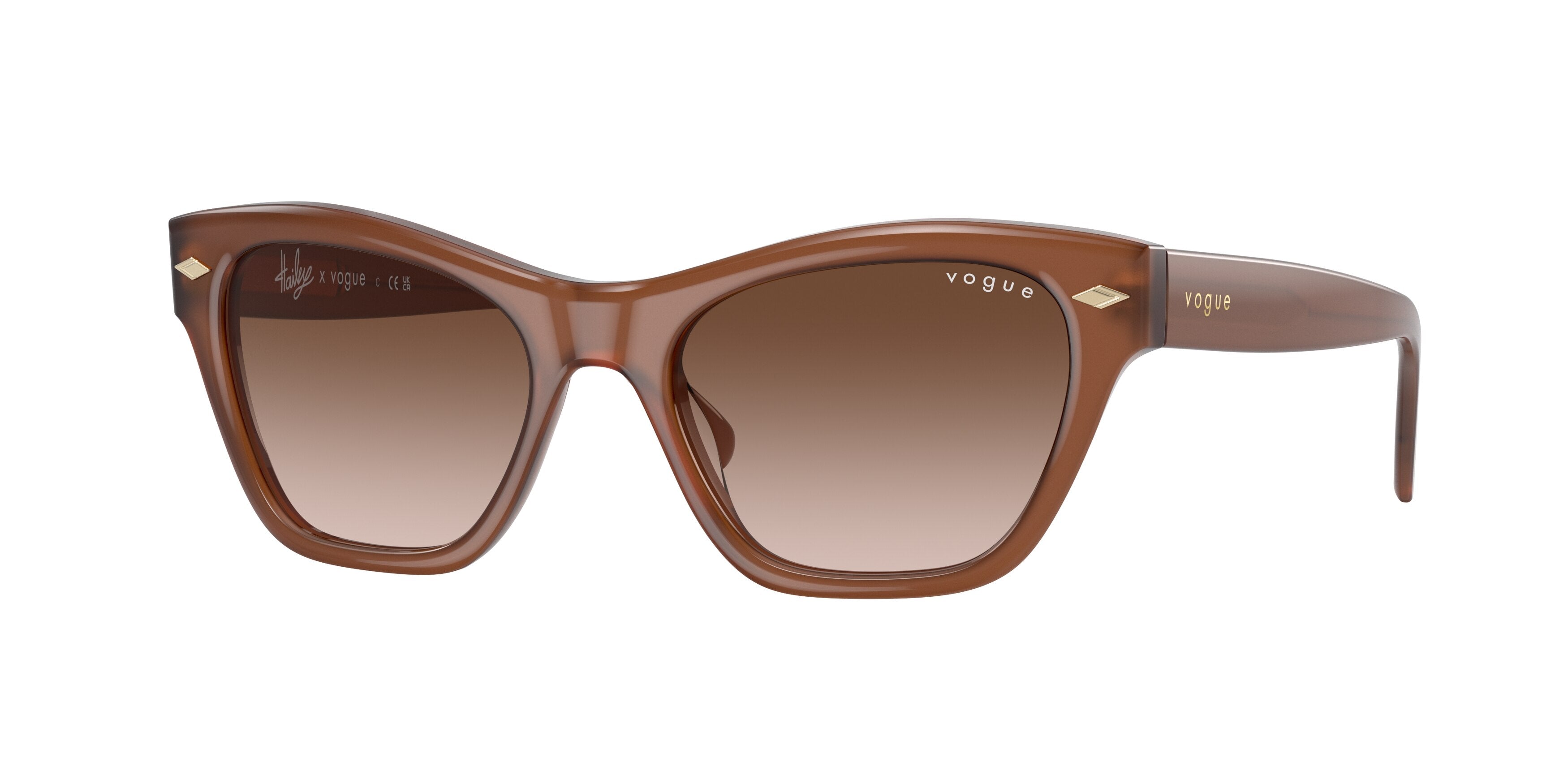 Vogue VO5445S Cat Eye Sunglasses  301013-Opal Brown 51-135-18 - Color Map Brown