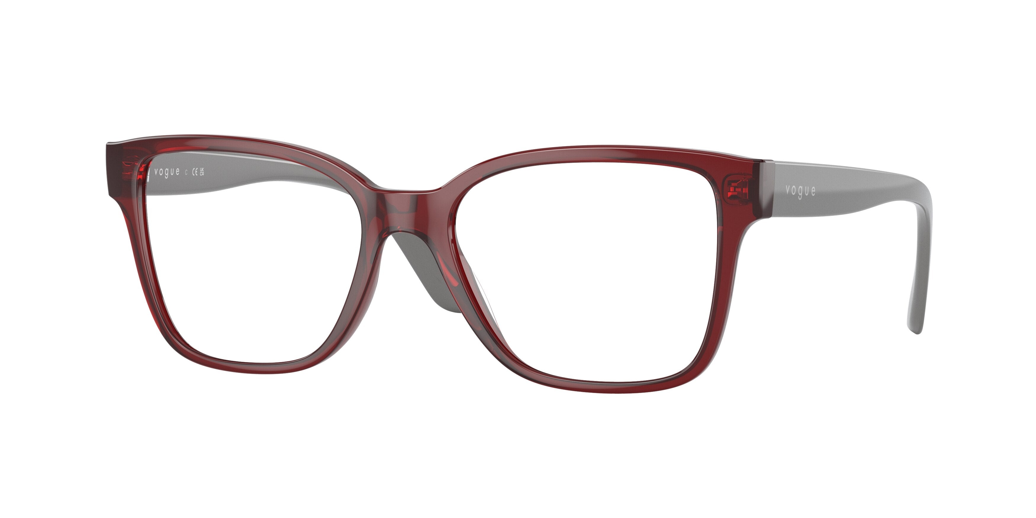 Vogue VO5452F Square Eyeglasses  2924-Transparent Bordeaux 53-140-16 - Color Map Red