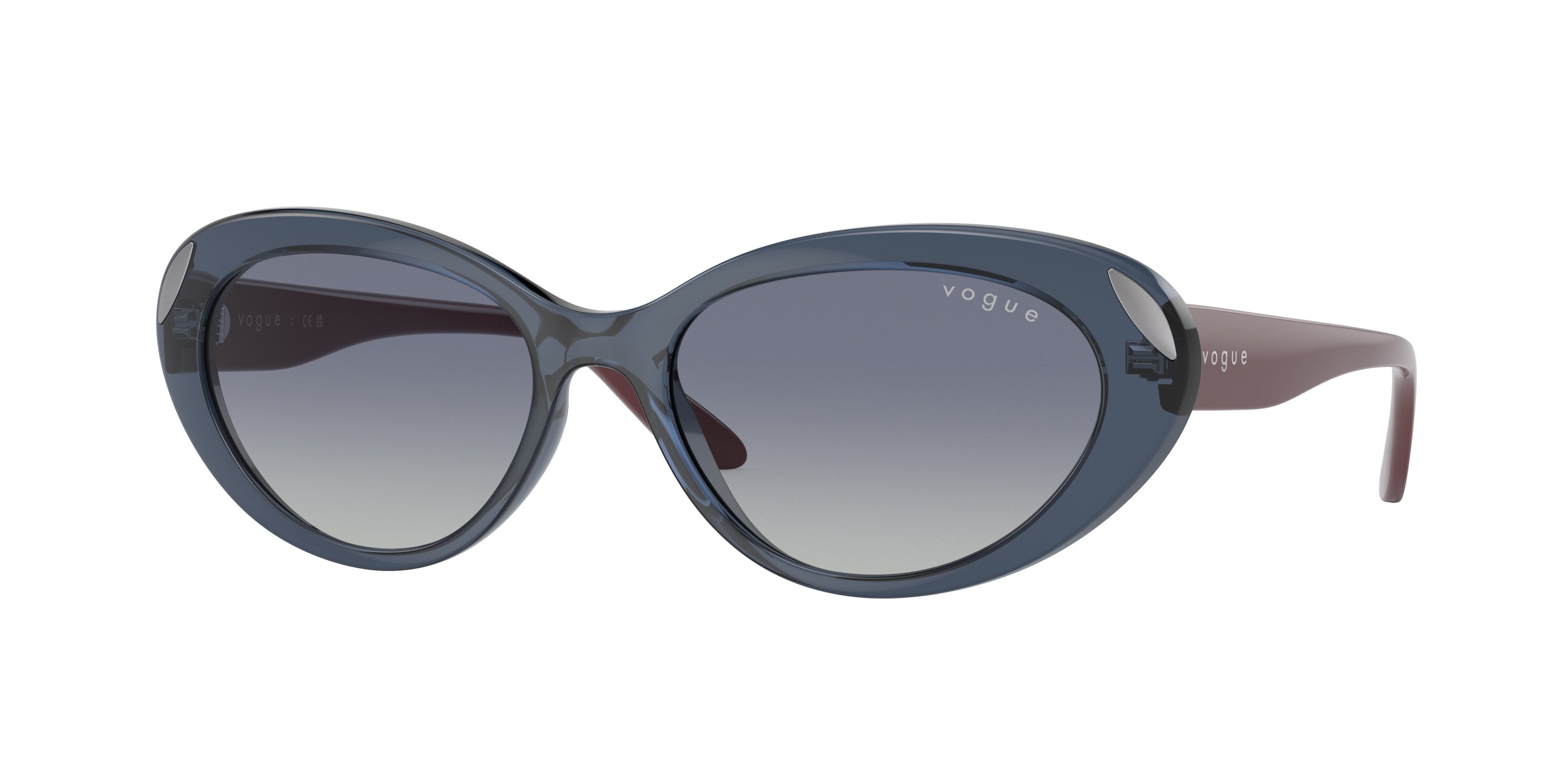 Vogue VO5456S Oval Sunglasses  27644L-Transparent Dark Blue 55-135-17 - Color Map Blue