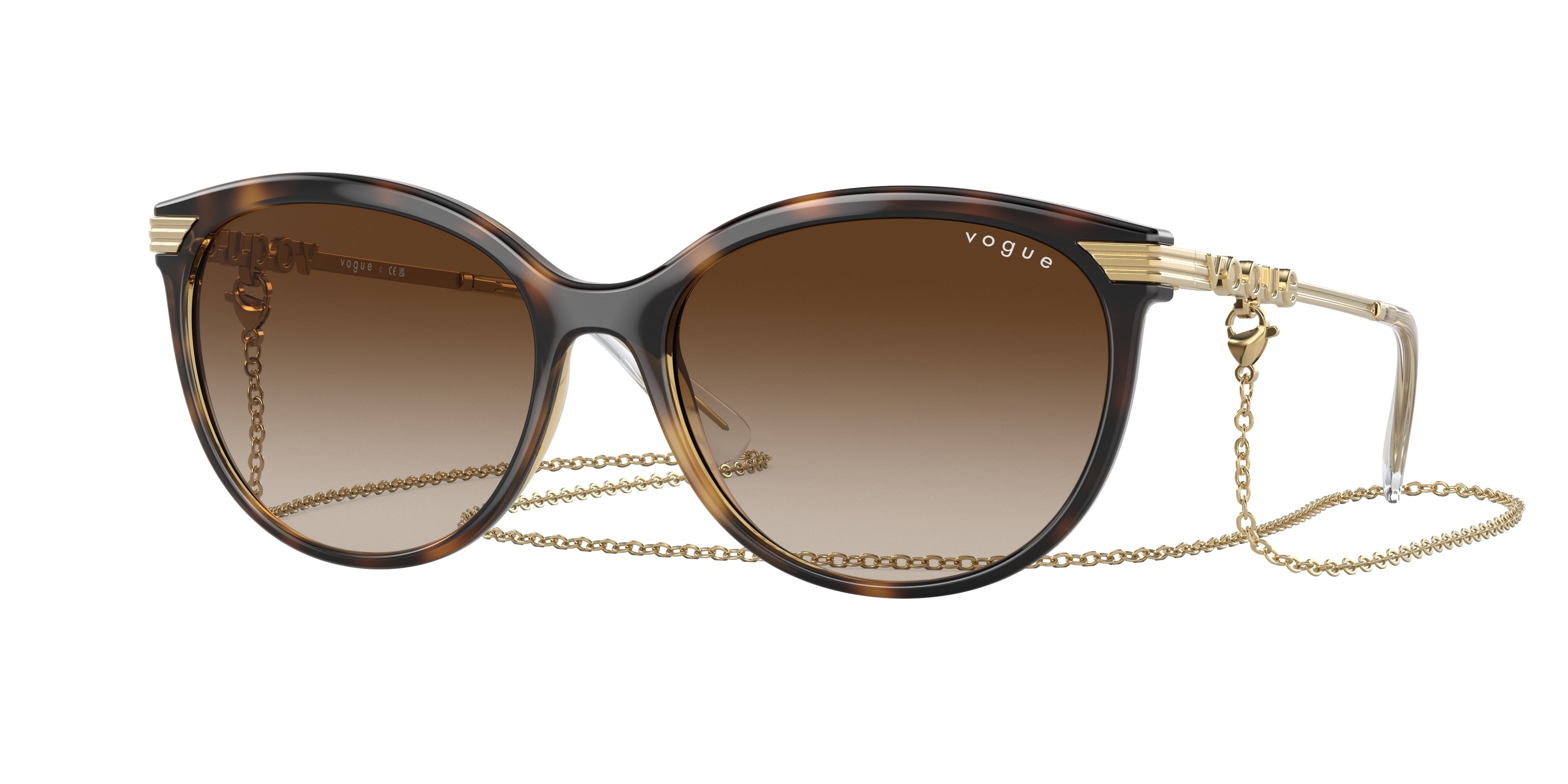 Vogue VO5460S Irregular Sunglasses  W65613-Dark Havana 56-135-17 - Color Map Brown