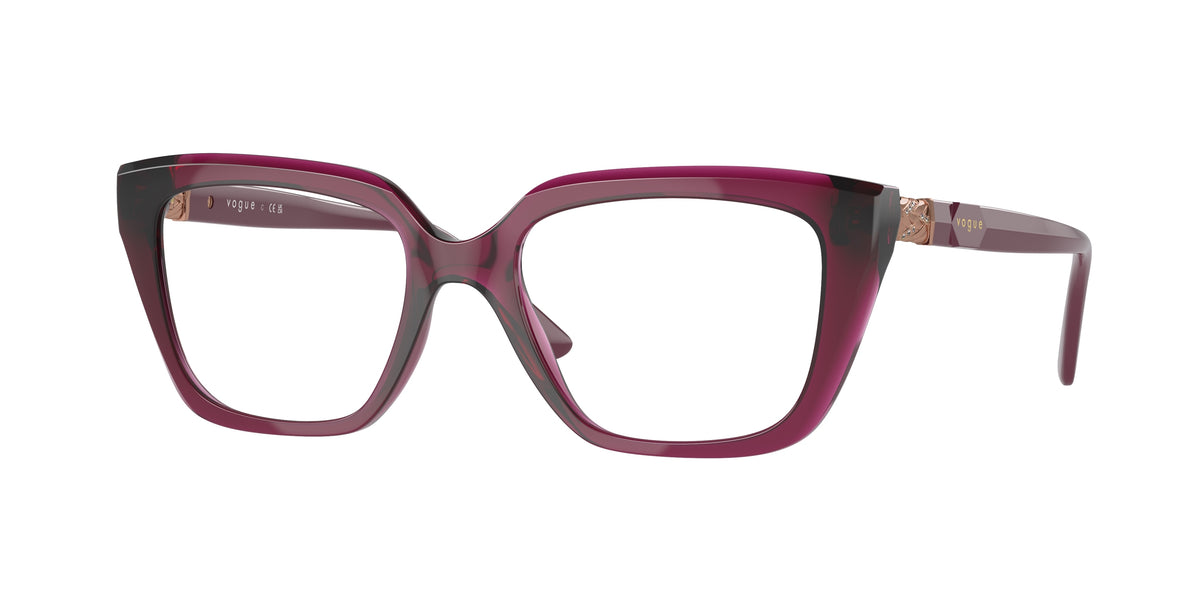 Vogue VO5477B Rectangle Eyeglasses  2989-Transparent Cherry 52-140-18 - Color Map Violet